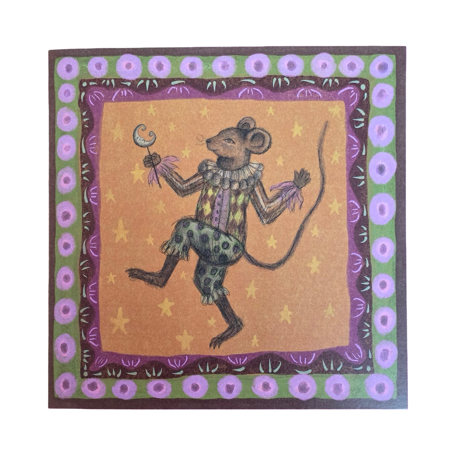 Decorative mouse card with a decorative border on a white background.