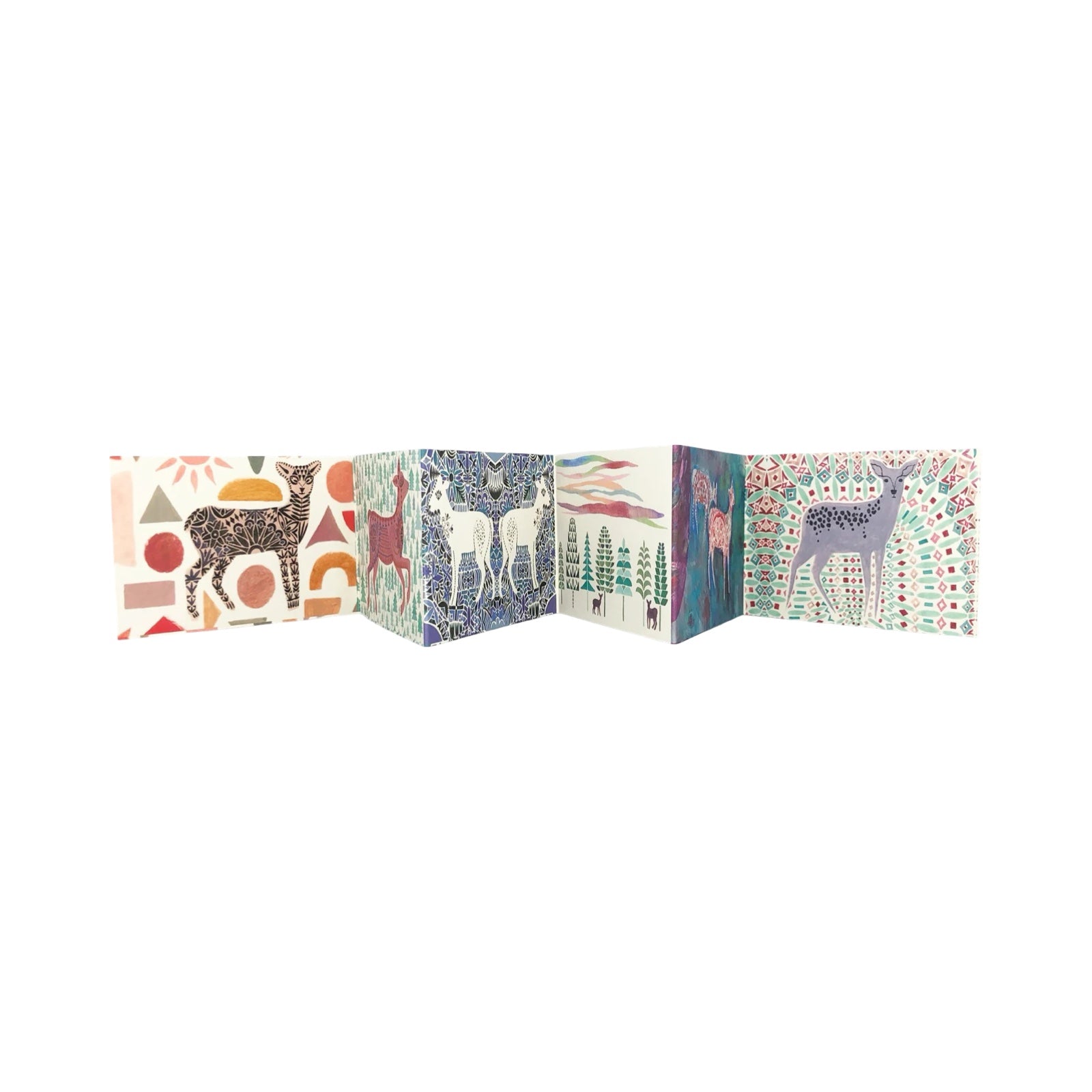 Card with animal illustrations on a white background.