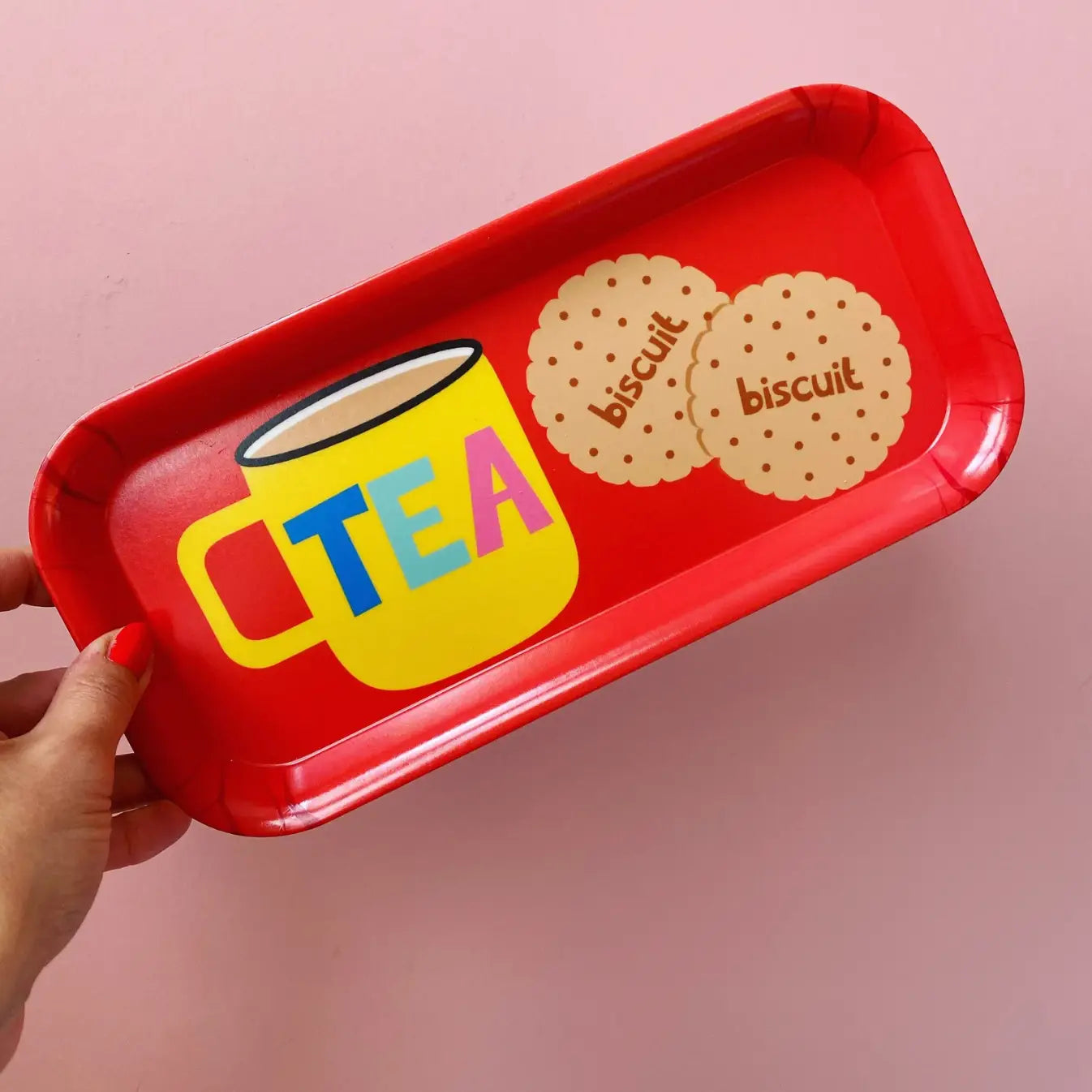 Tea and Biscuits Melamine Tray Red