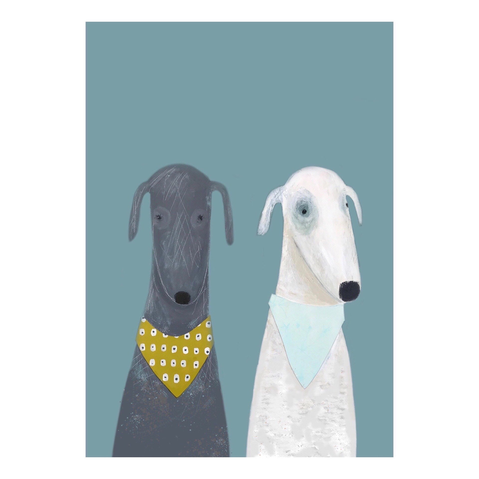 A3 poster print of adorable Dotty and Clive dogs.
