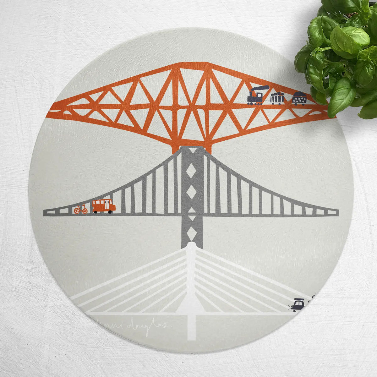 Forth Bridges Glass Trivet Day