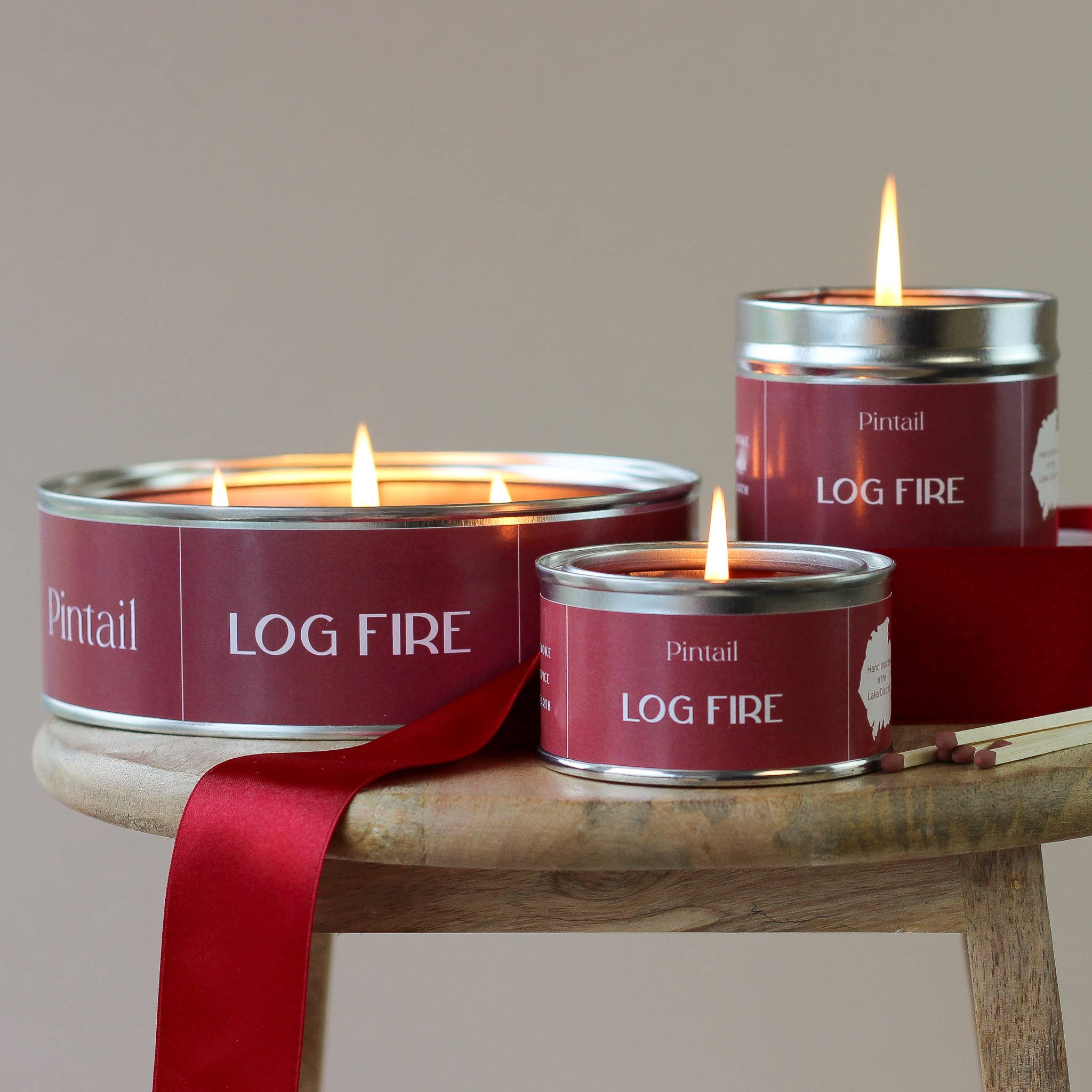 Log Fire Triple Wick Candle