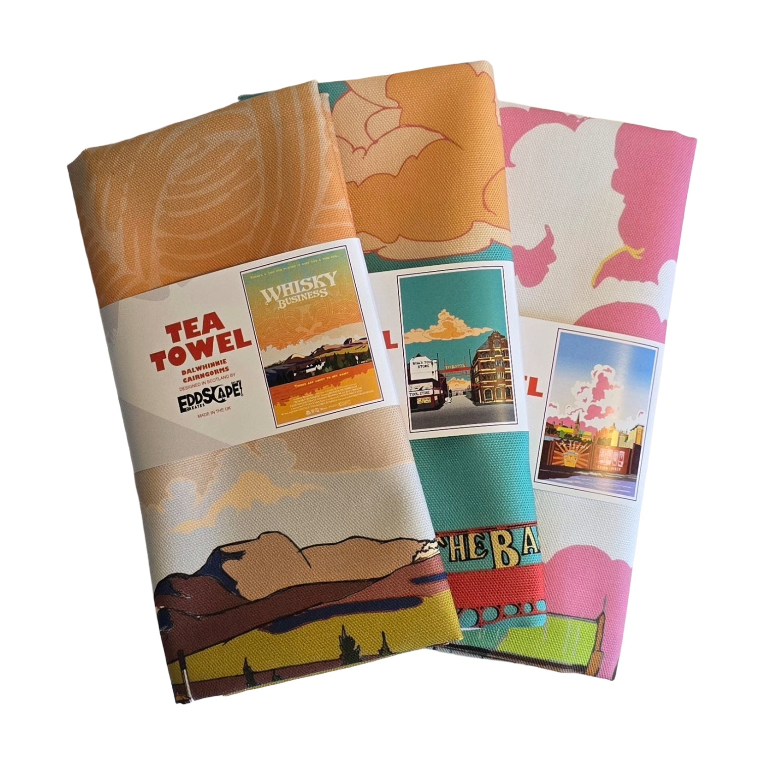 selection of eddscape tea towels