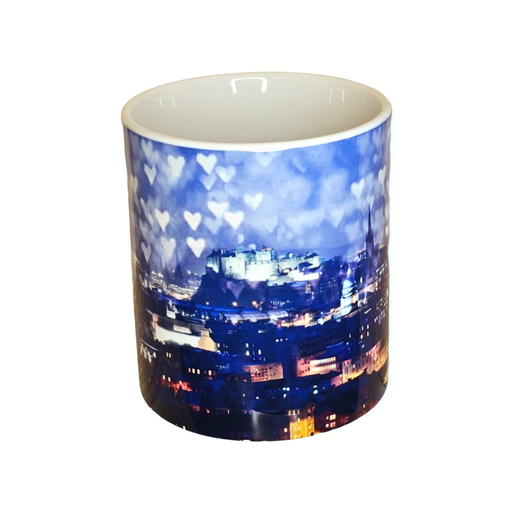 An image of a mug with a picture of Edinburgh Castle on it. 