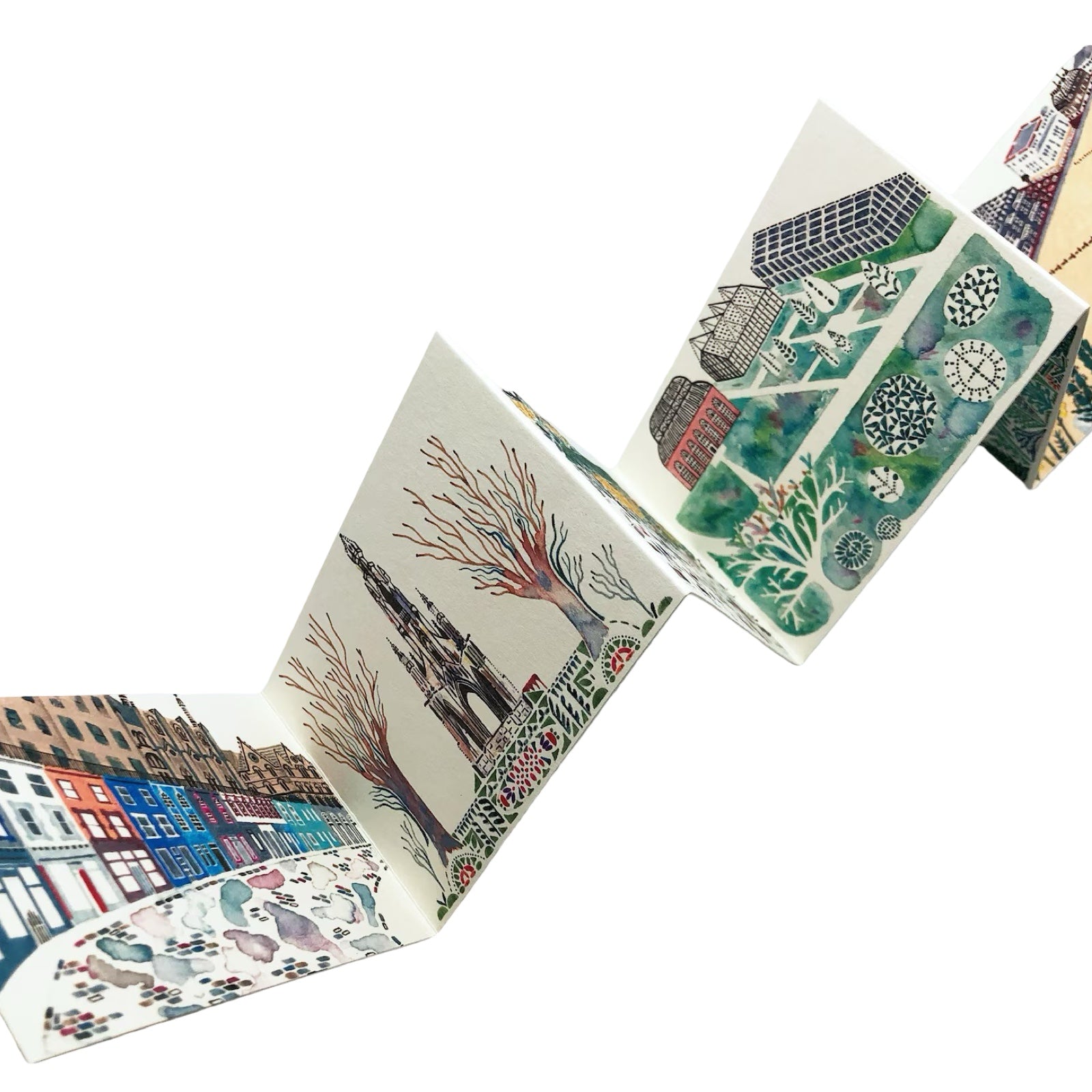 Set of illustrated greeting cards with various designs on a white background.