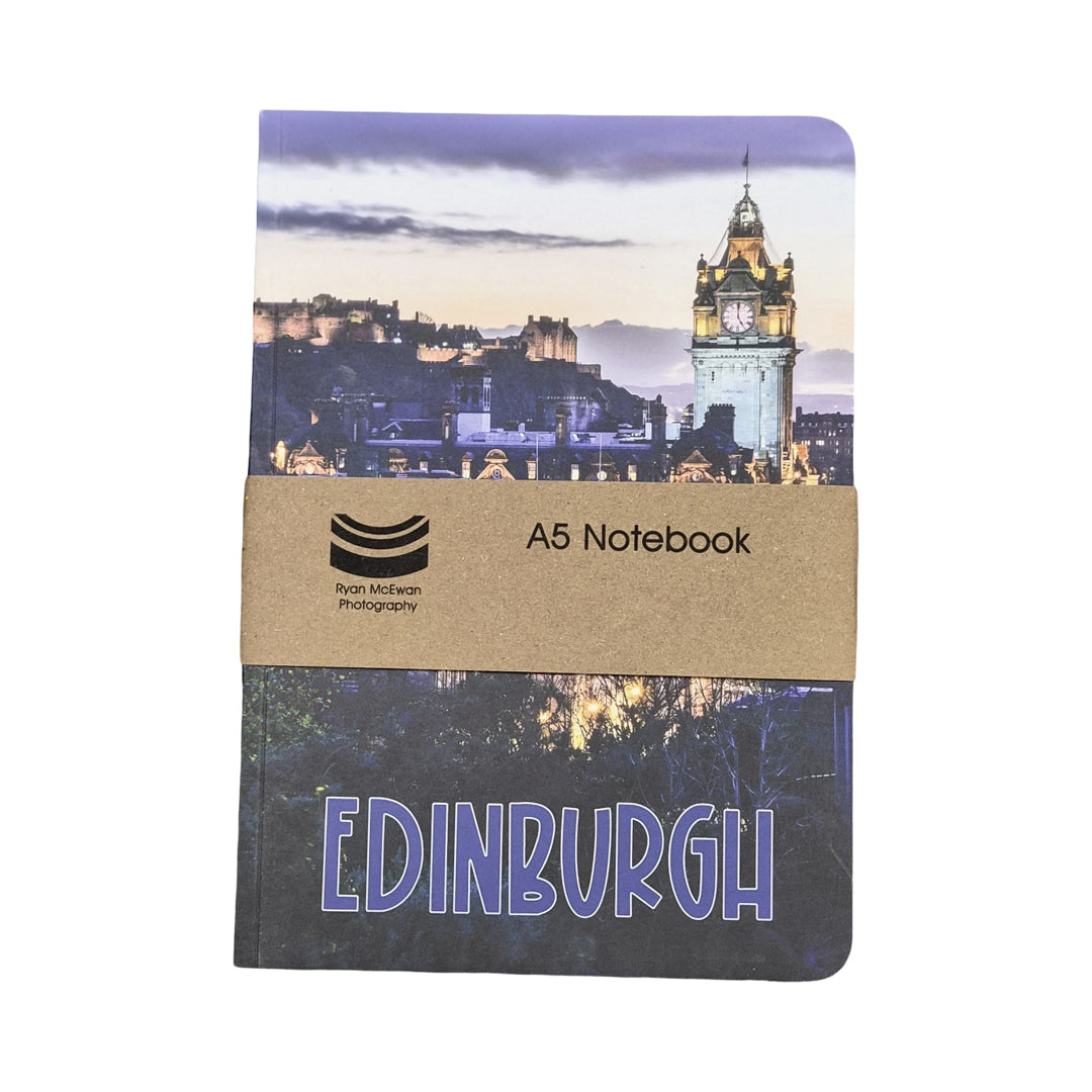 A5 notebook with Edinburgh cityscape design on the cover