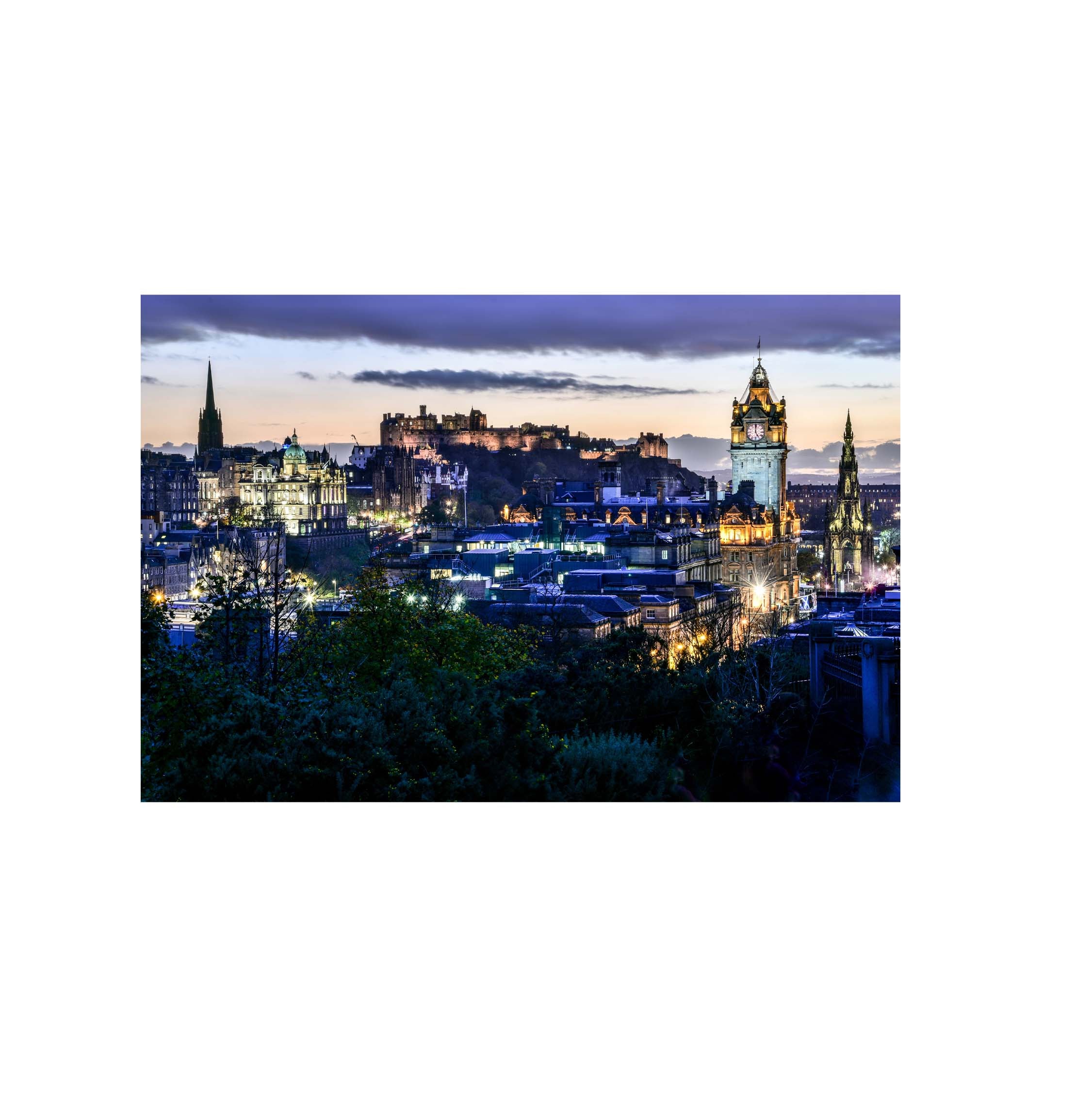 A picture of the Edinburgh skyline from Calton Hill.