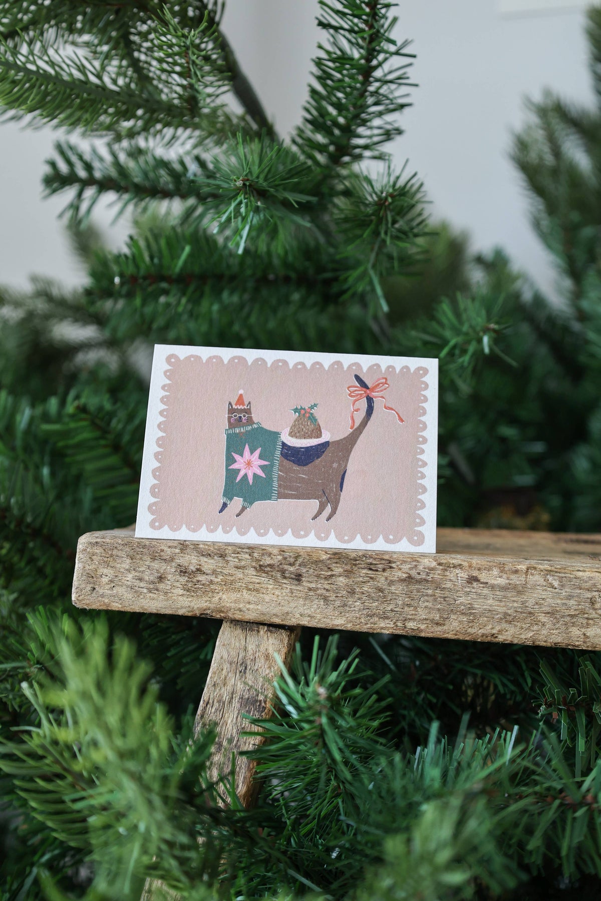 Festive Cat Mini Christmas Card