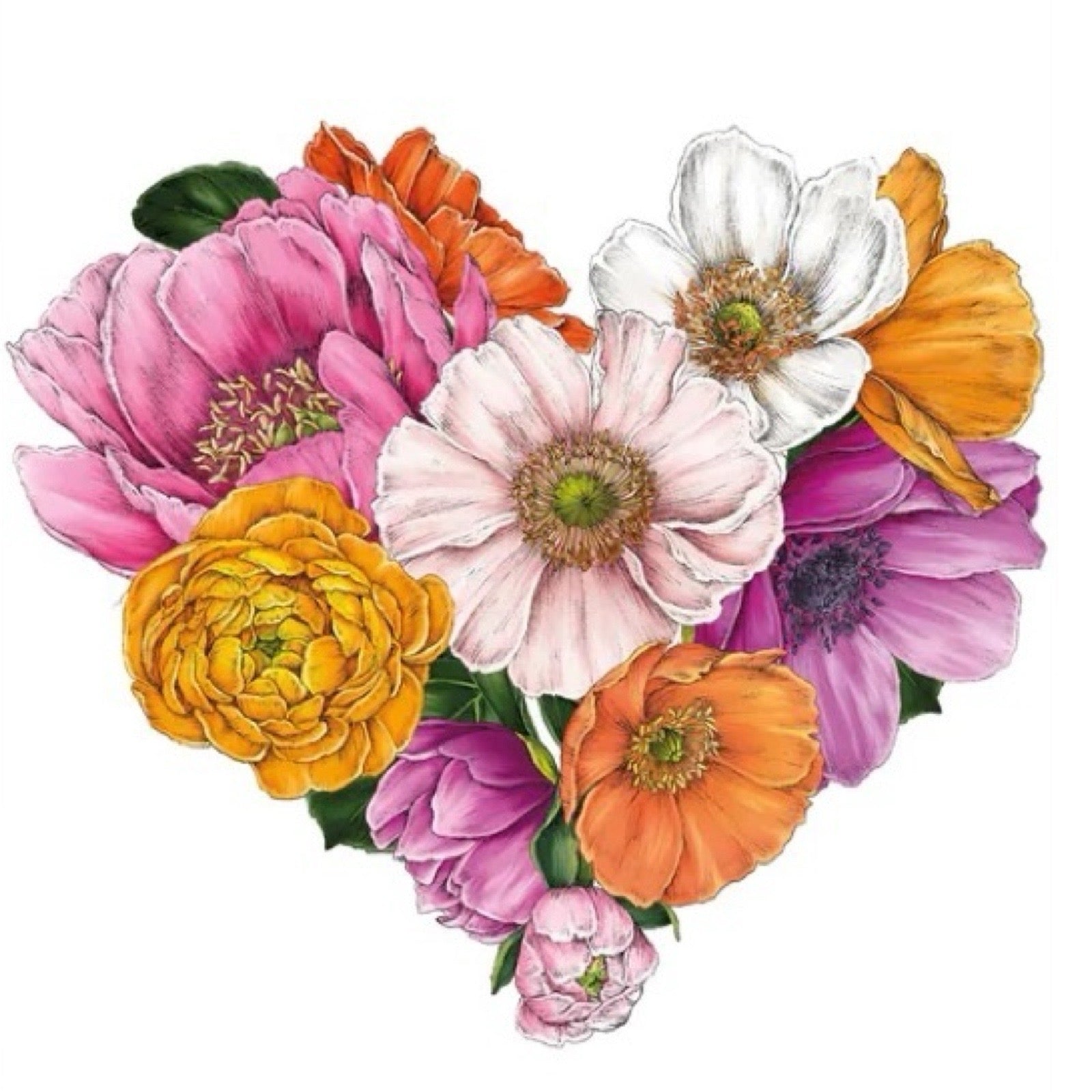 A6 card featuring a bunch of flowers in the shape of a heart, comes with a grey envelope.