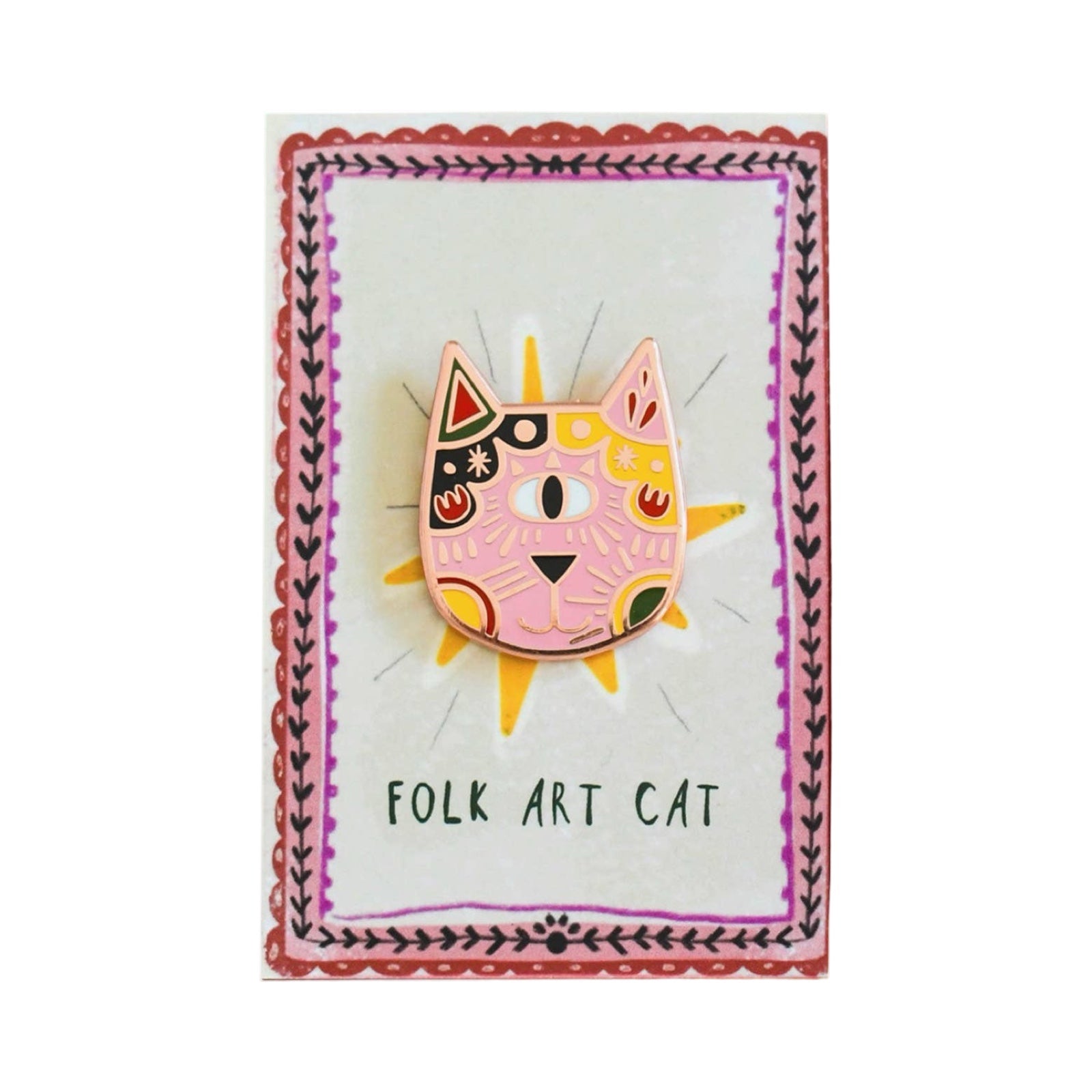 Folk Cat Art Meowment Enamel Pin Badge