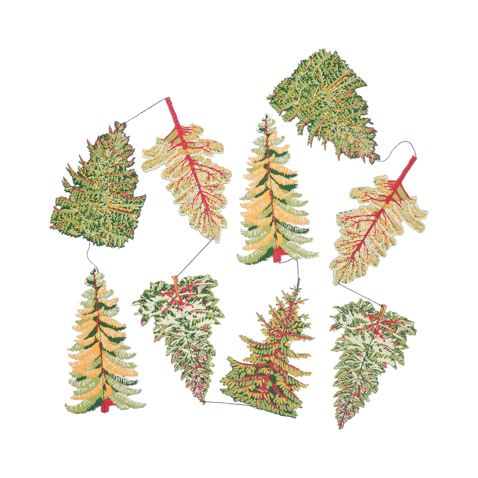 Decorative leaf-shaped hanging on a white background.