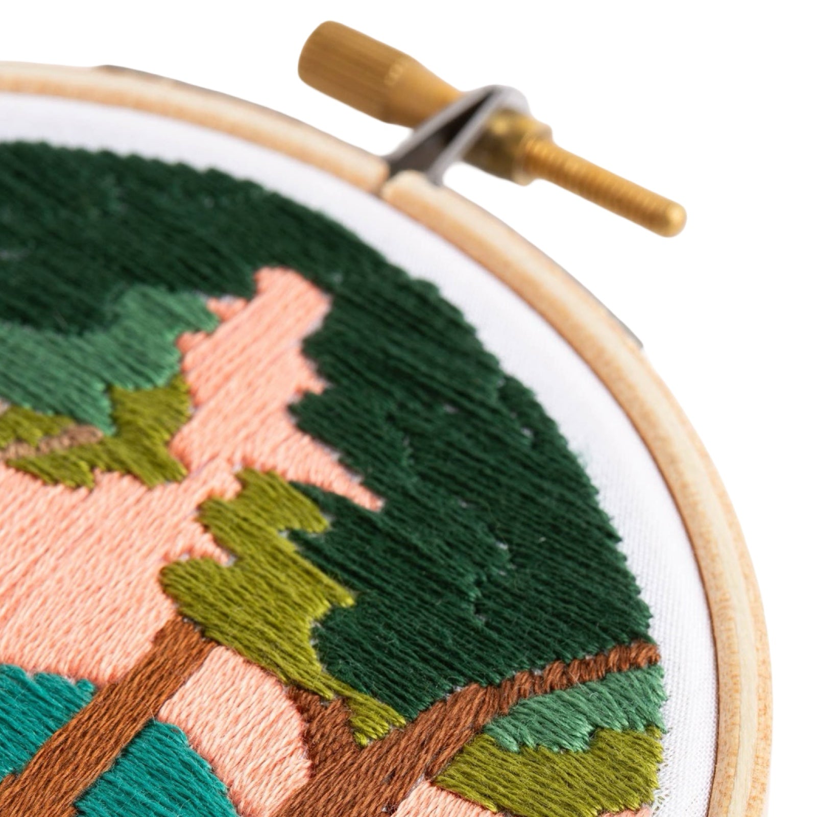 Embroidered forest walk landscape in autumnal shades.
