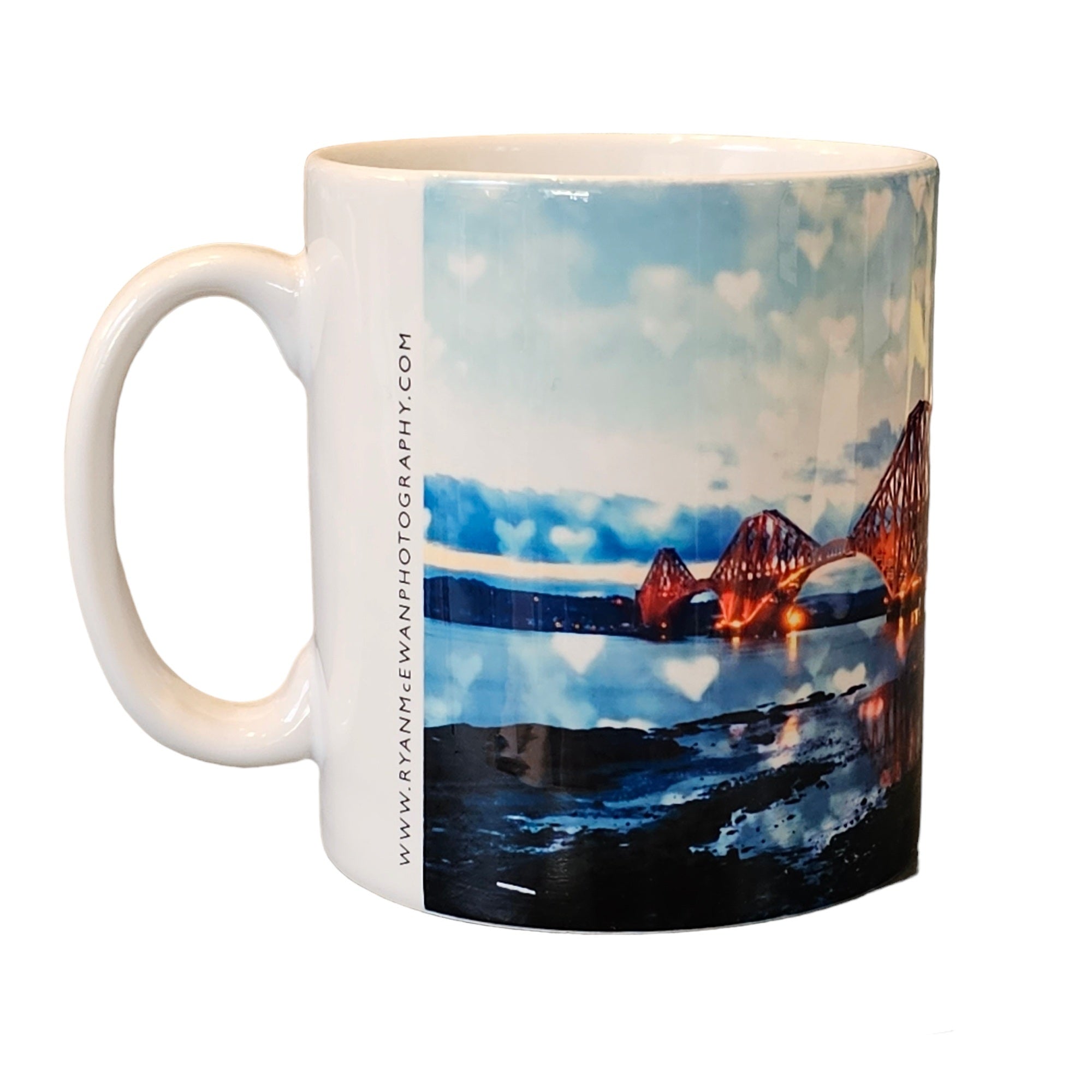 An image of a mug featuring the Forth Bridge. 