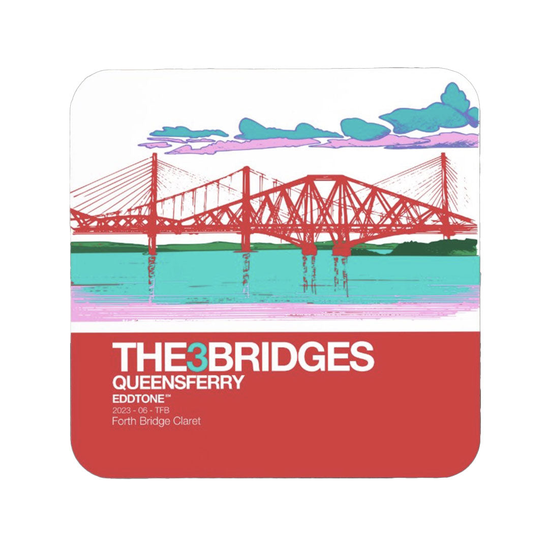 Coaster&nbsp;featuring an illustration of the 3 famous Forth Bridges, the Forth Rail Bridge, the Forth Road Bridge and the Queensferry Crossing.