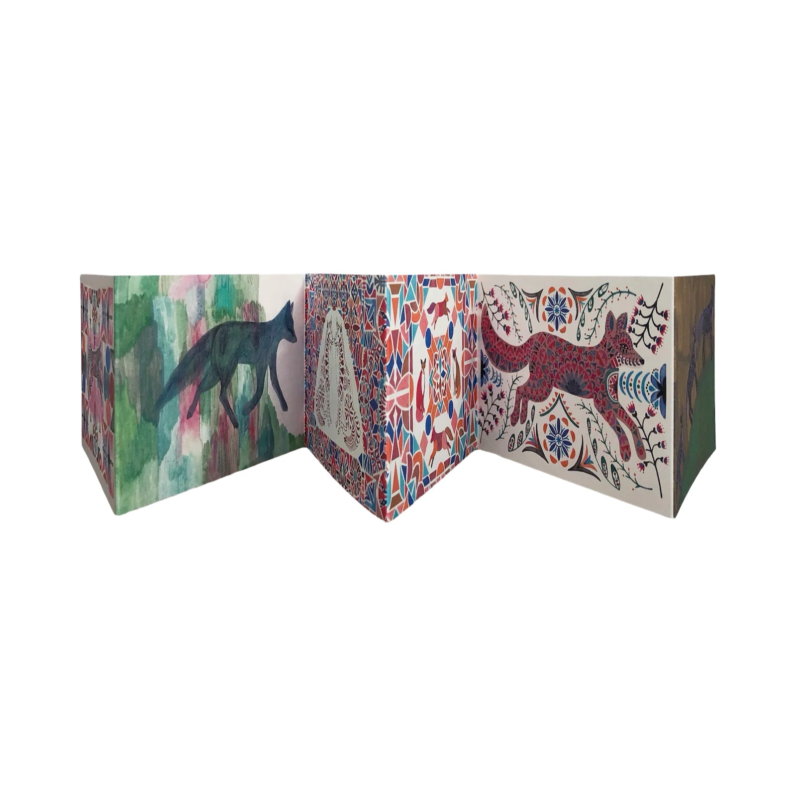 Colourful book or notebook with animal illustrations on a white background.