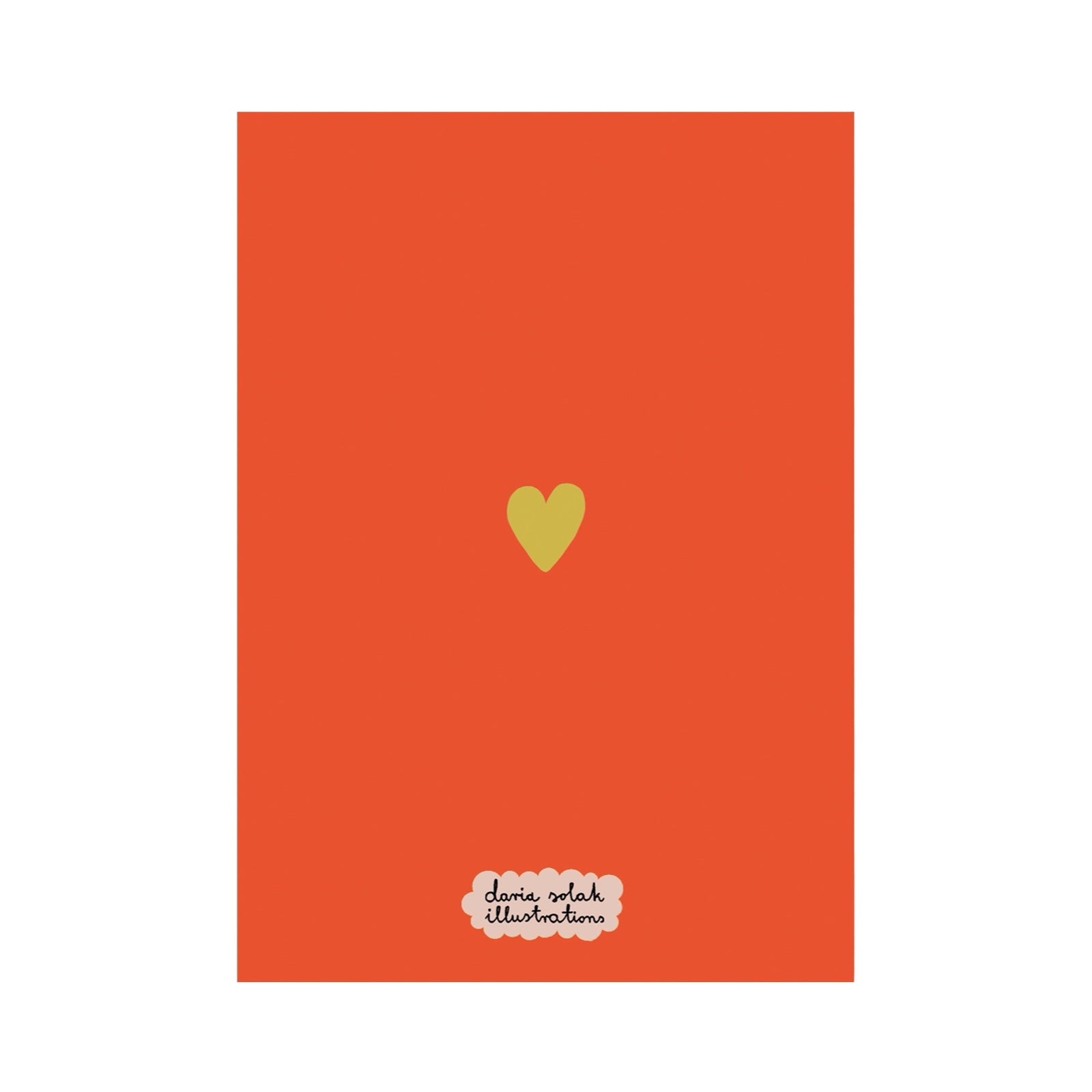 Red back of notebook with a gold heart and 'Clara Walsh Illustrations' logo on a white background.