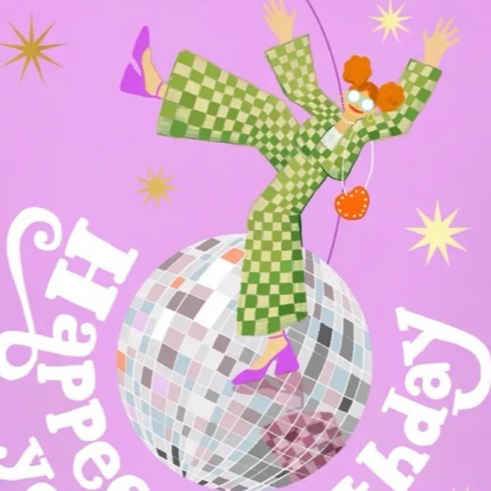 Glitter ball card close up.