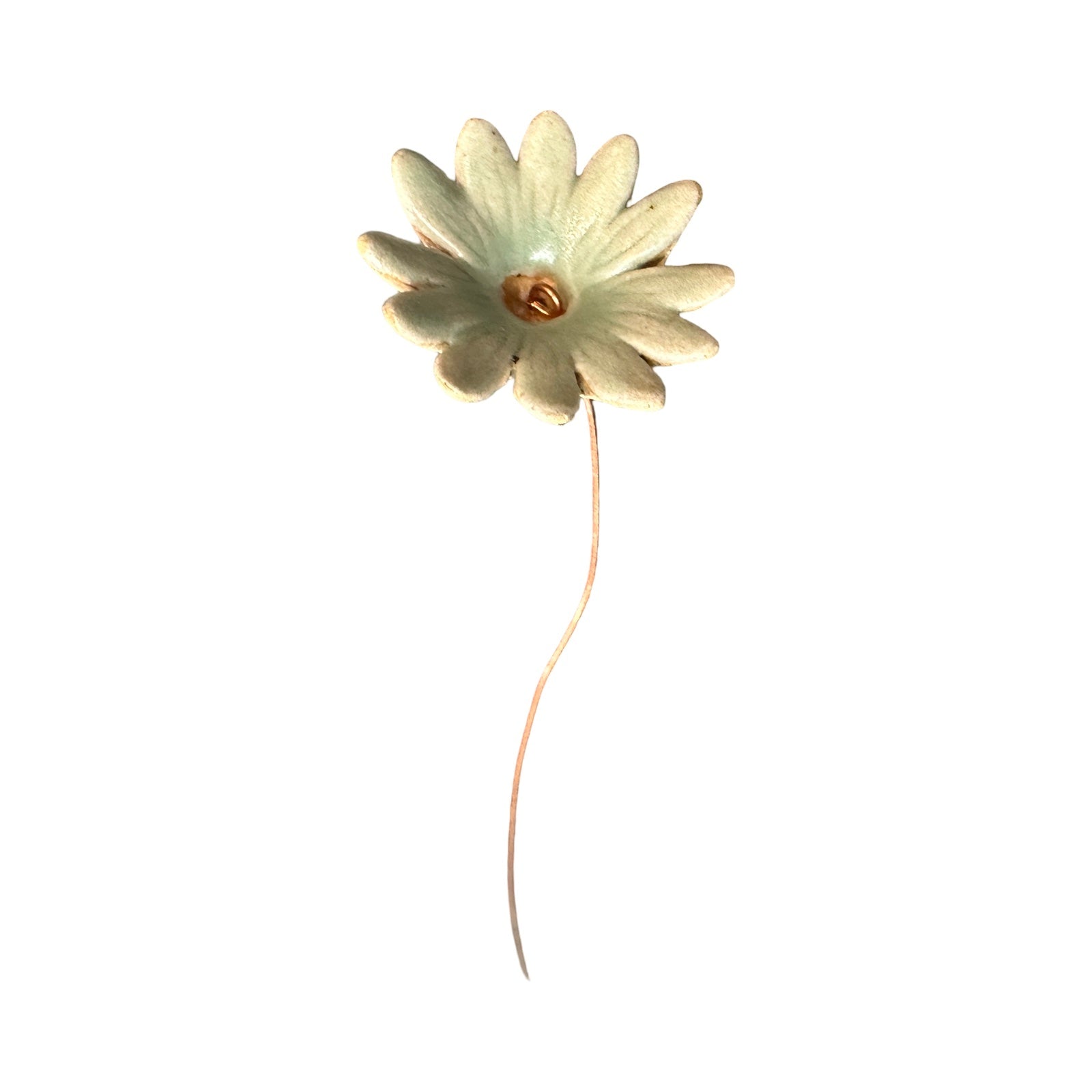 Ceramic flower bud stems handmade from British clay and painted in a pastel glaze and finished with a copper wire stem.