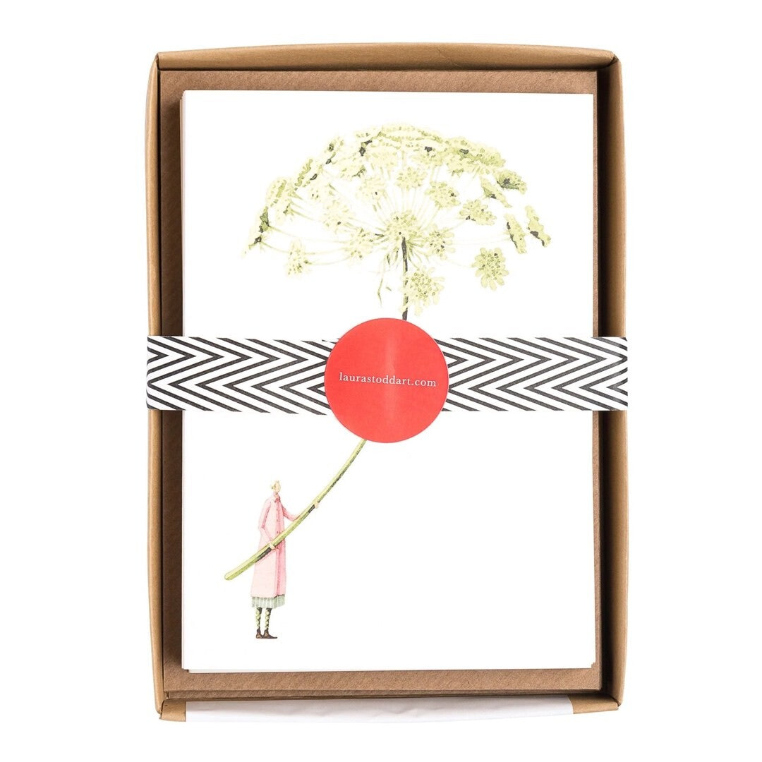 A pack of floral notecards with white flowers.
