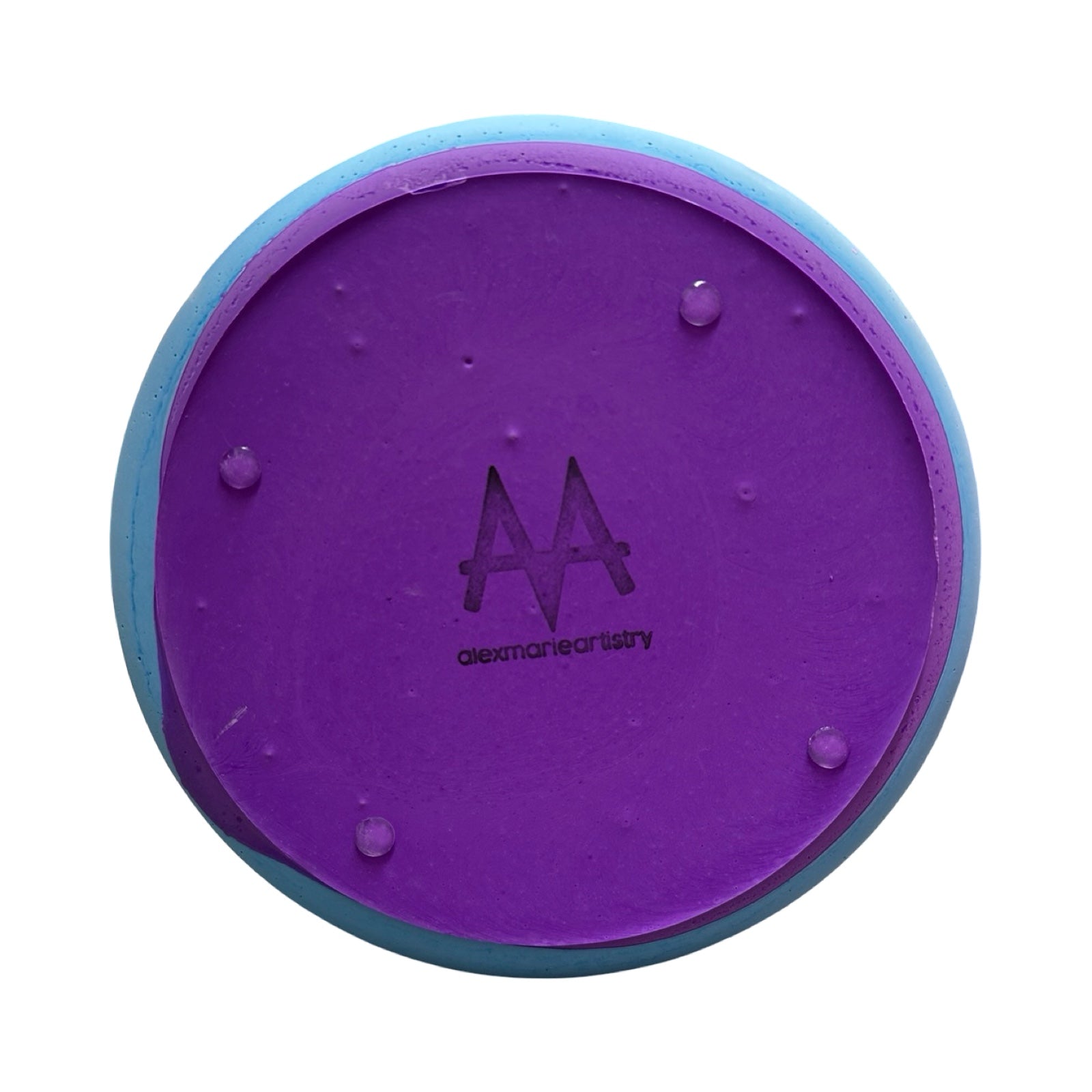 Bottom of a bowl with a logo on a white background.