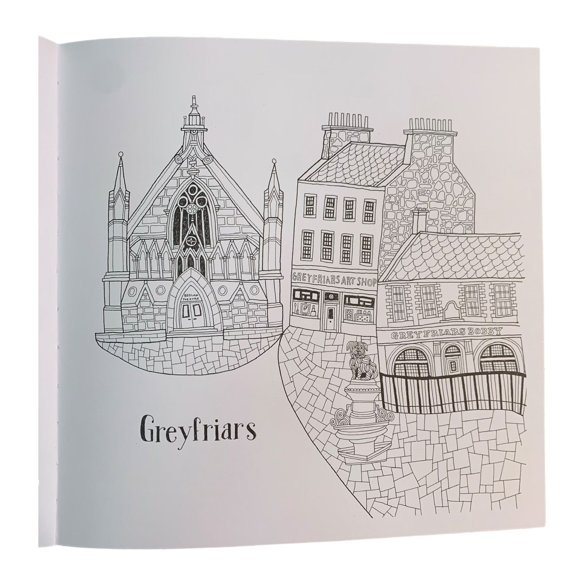 A page from the Edinburgh colouring book showing Greyfriars