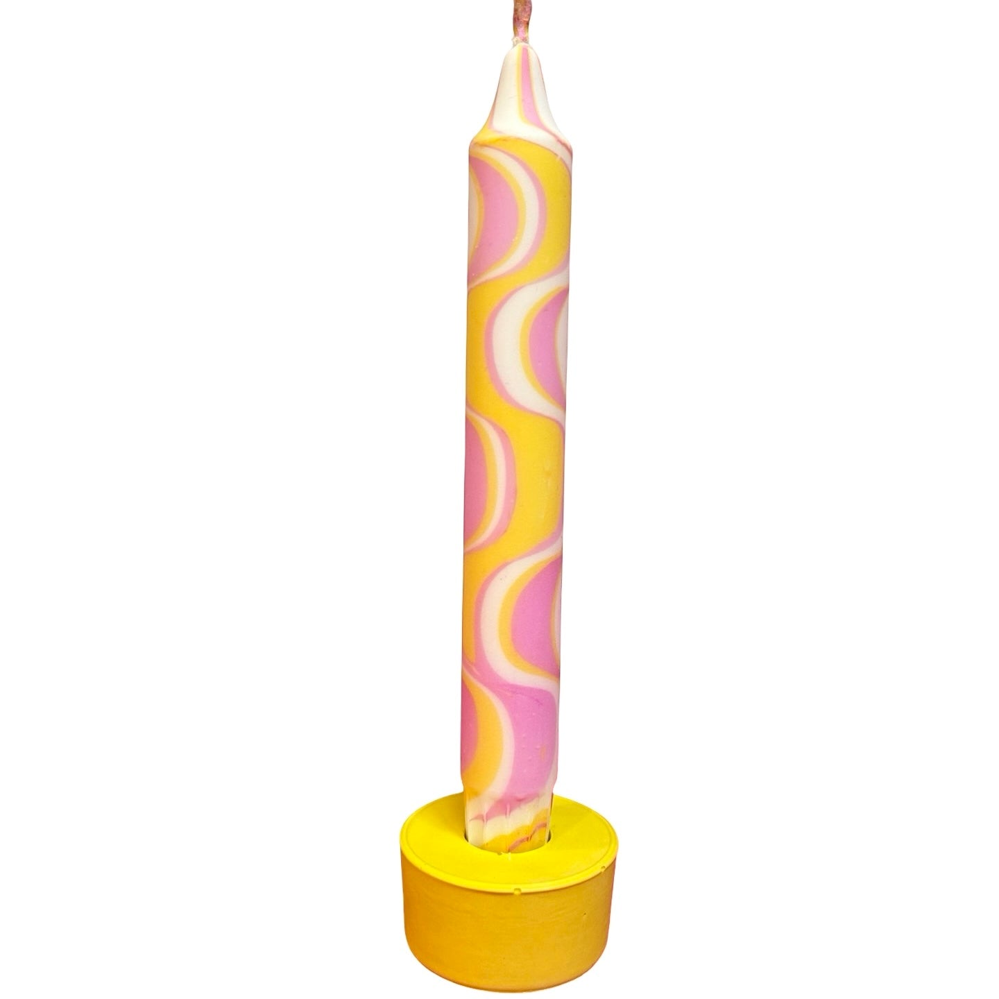 Yellow and Pink Marble Handmade Dinner Candle