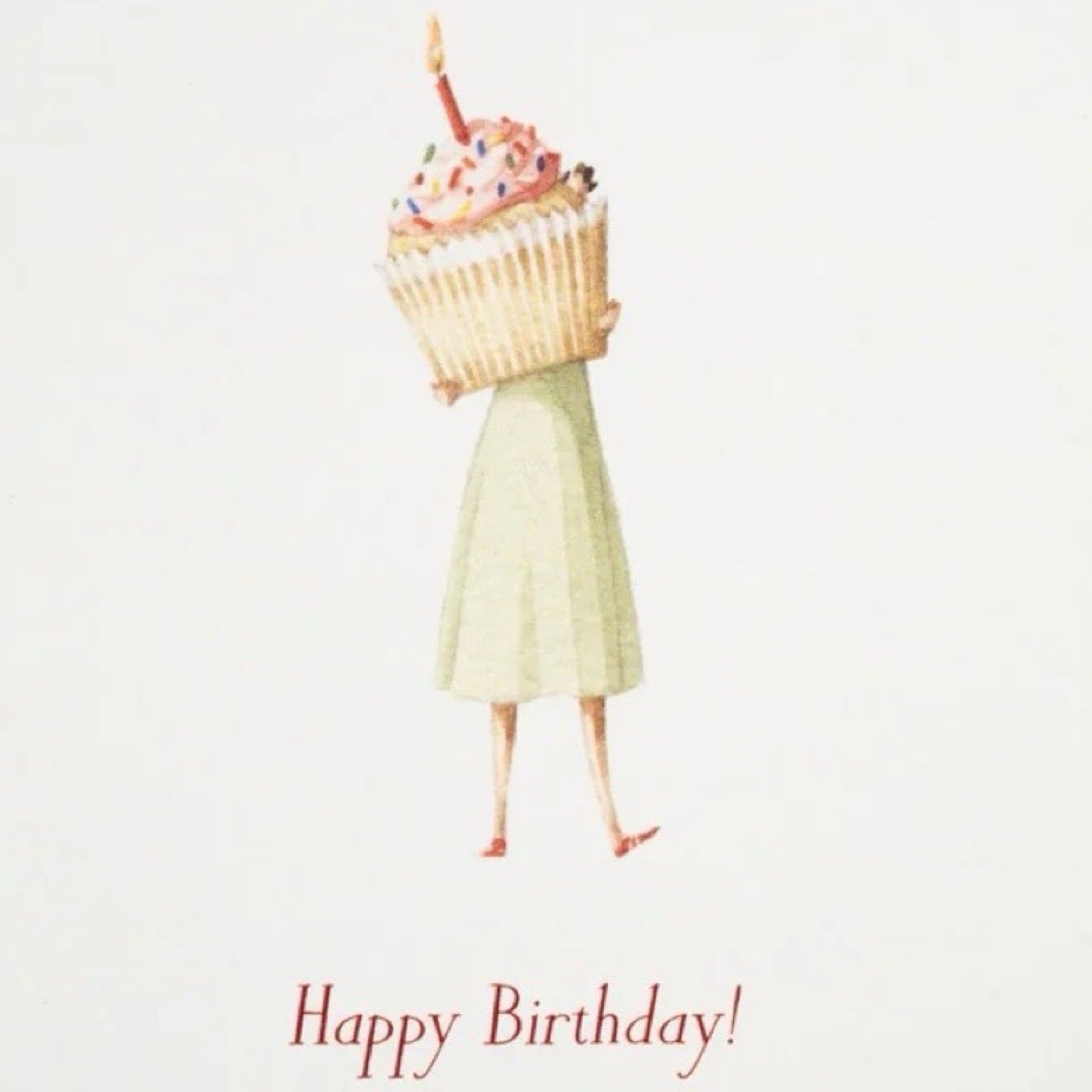 Illustration of a person holding a birthday cake with 'Happy Birthday!' text on a light background.
