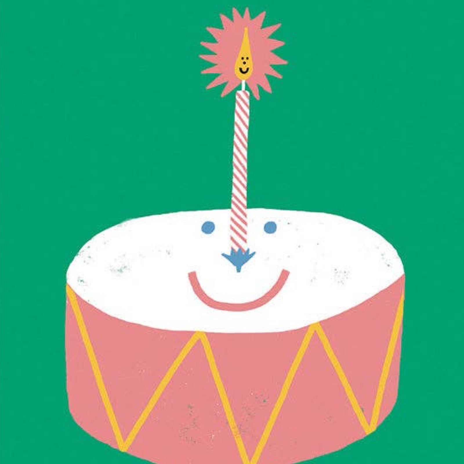 Happy birthday drum card close up.