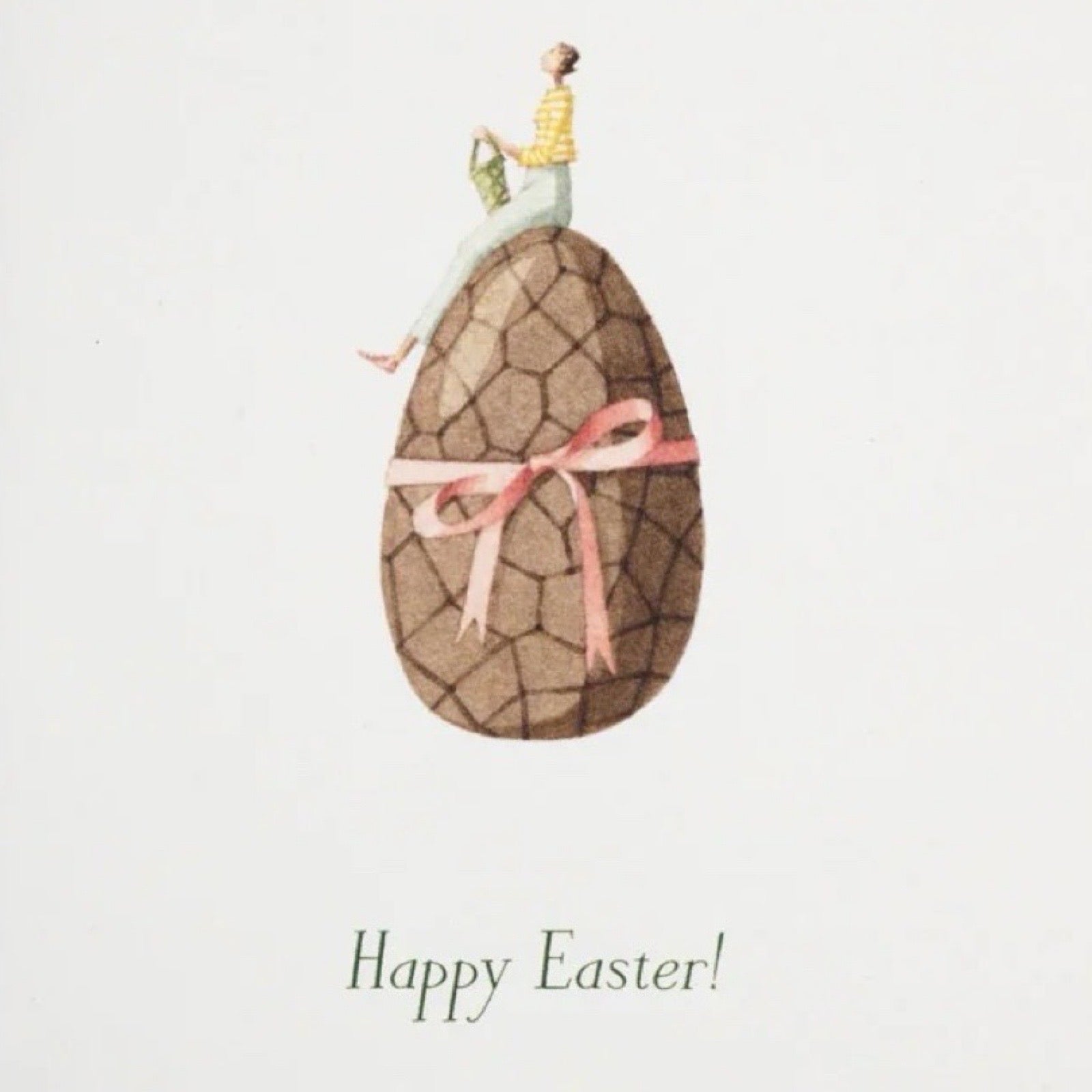 Easter egg with a small figure on top and 'Happy Easter!' text.