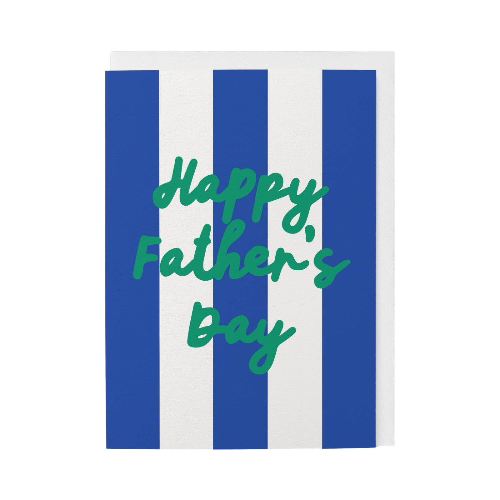 Card with blue and white stripes and 'Happy Father's Day' text.