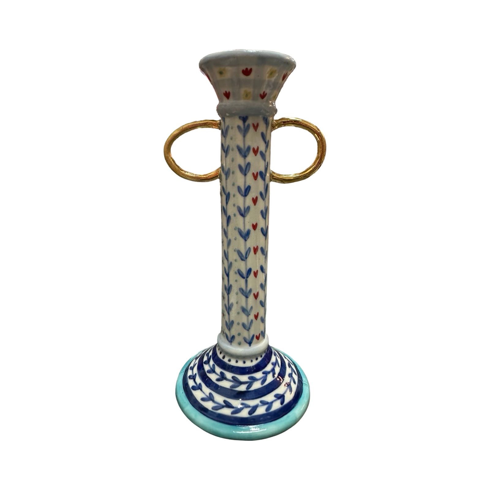 Hearts and Butterfly Porcelain Candlestick
