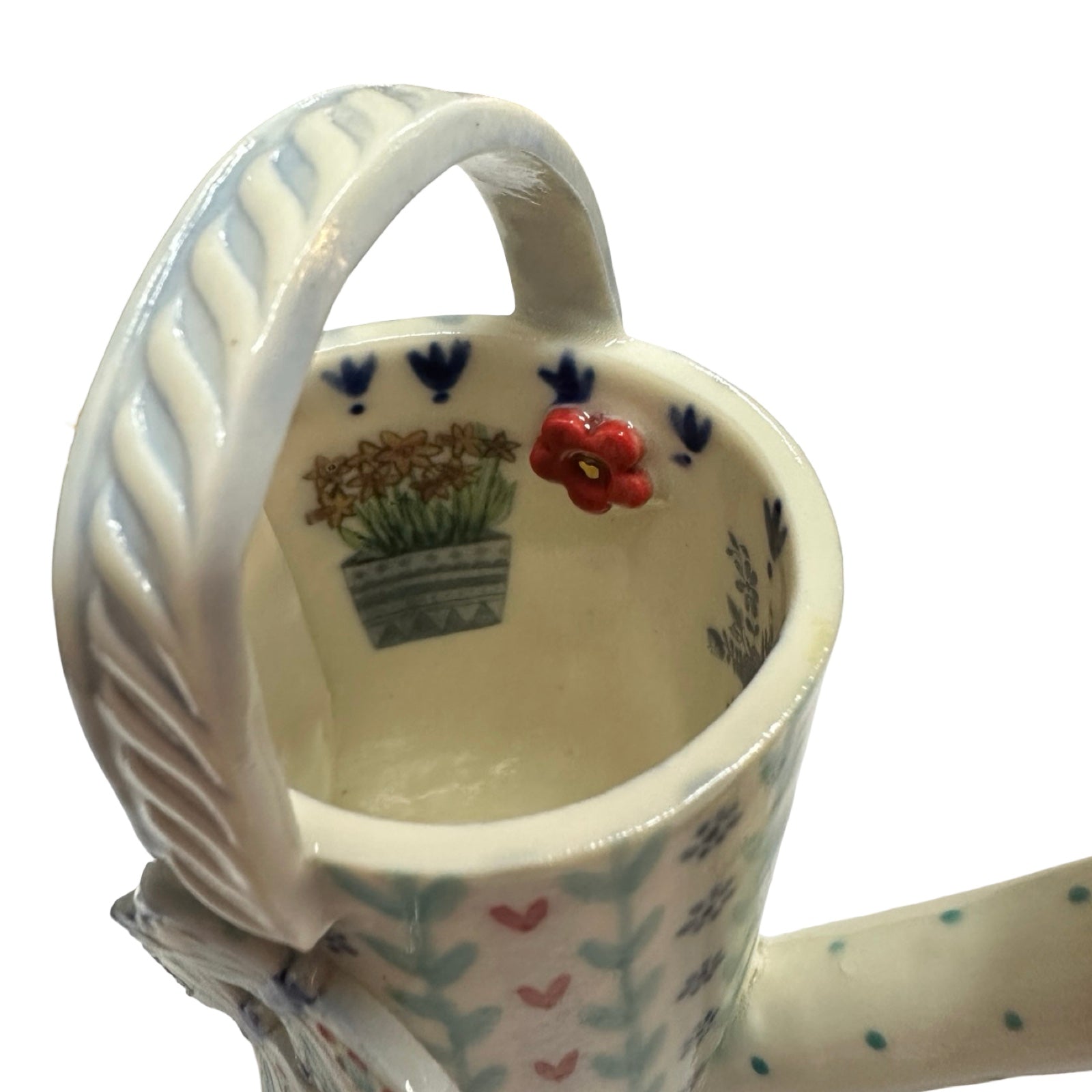 Hearts and Butterflies Watering Can Porcelain Vase