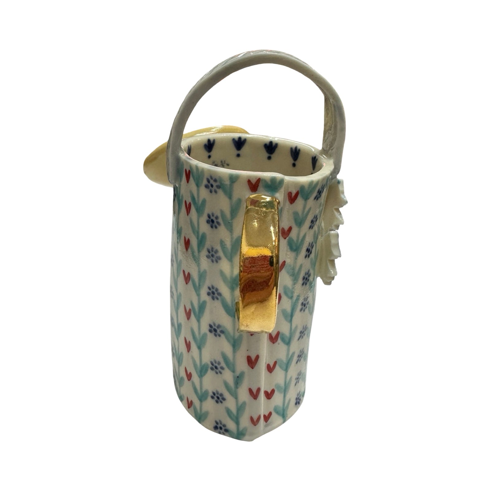 Hearts and Butterflies Watering Can Porcelain Vase