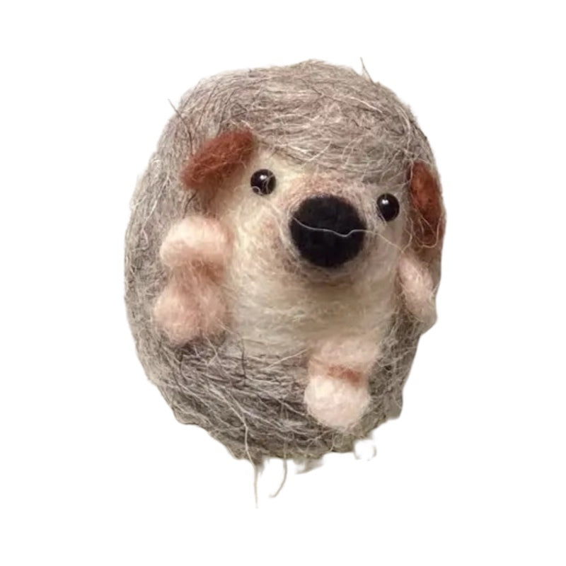 A felted brown hedgehog.