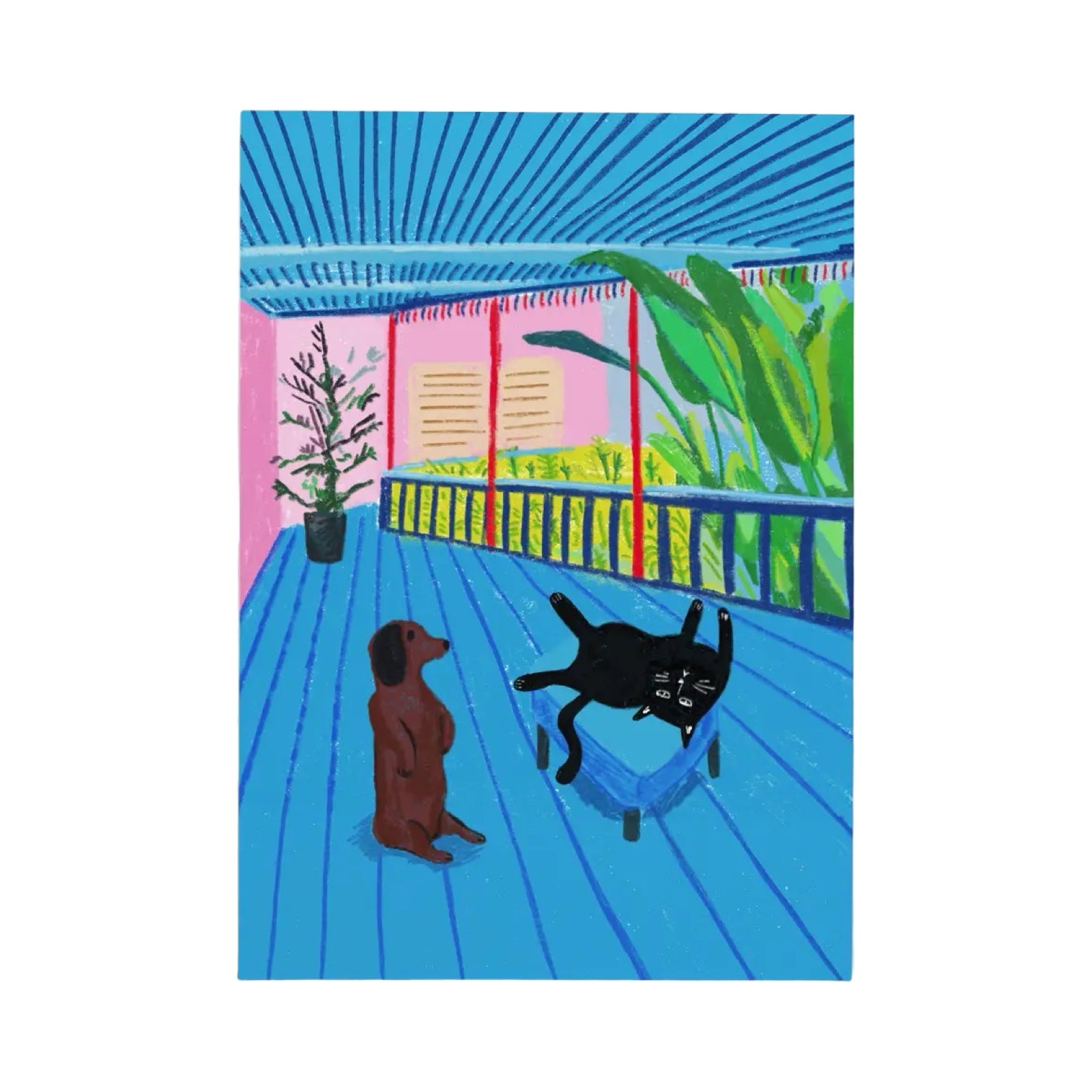 Hockney's Cat and Dog Card