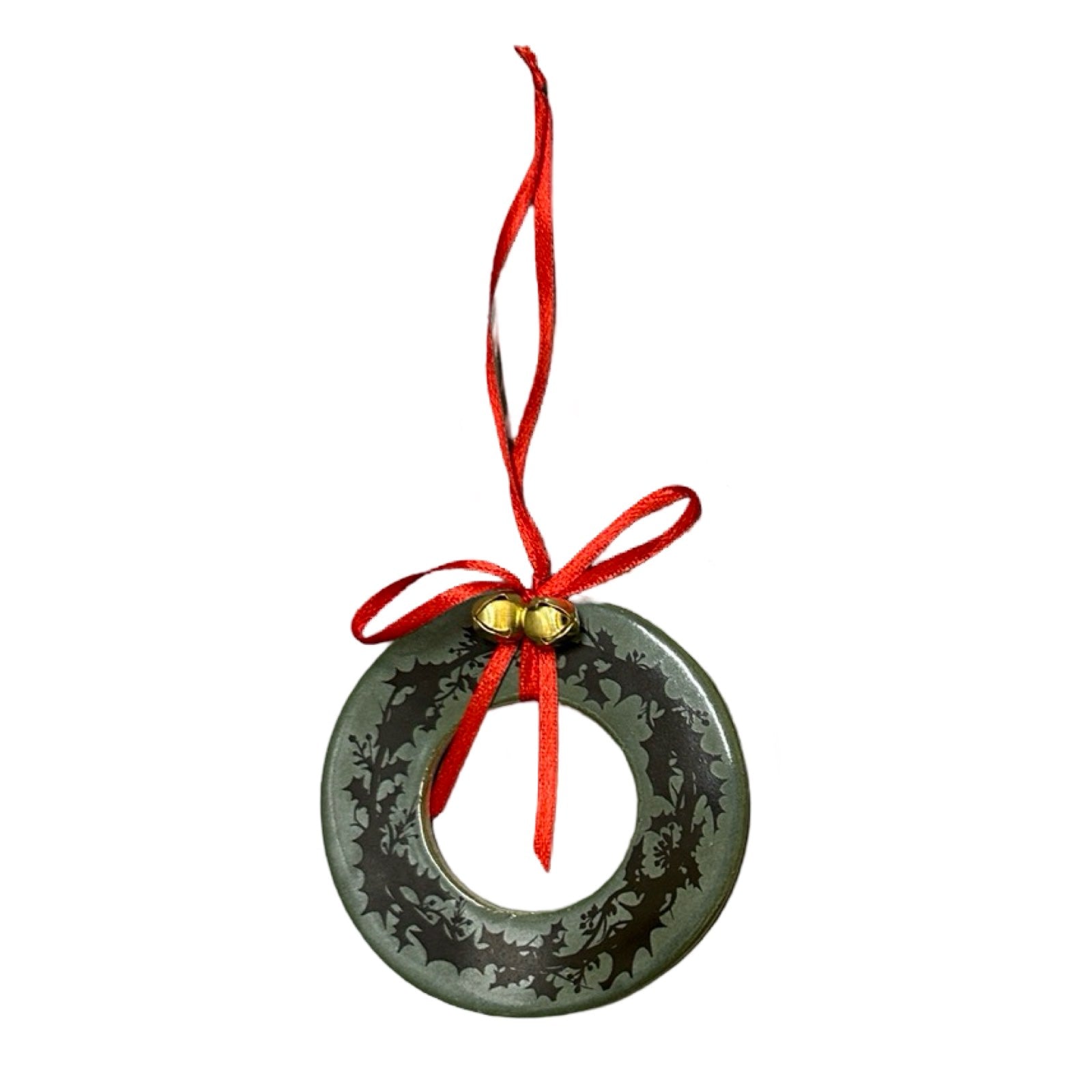 Holly Wreath Ceramic Christmas Decoration