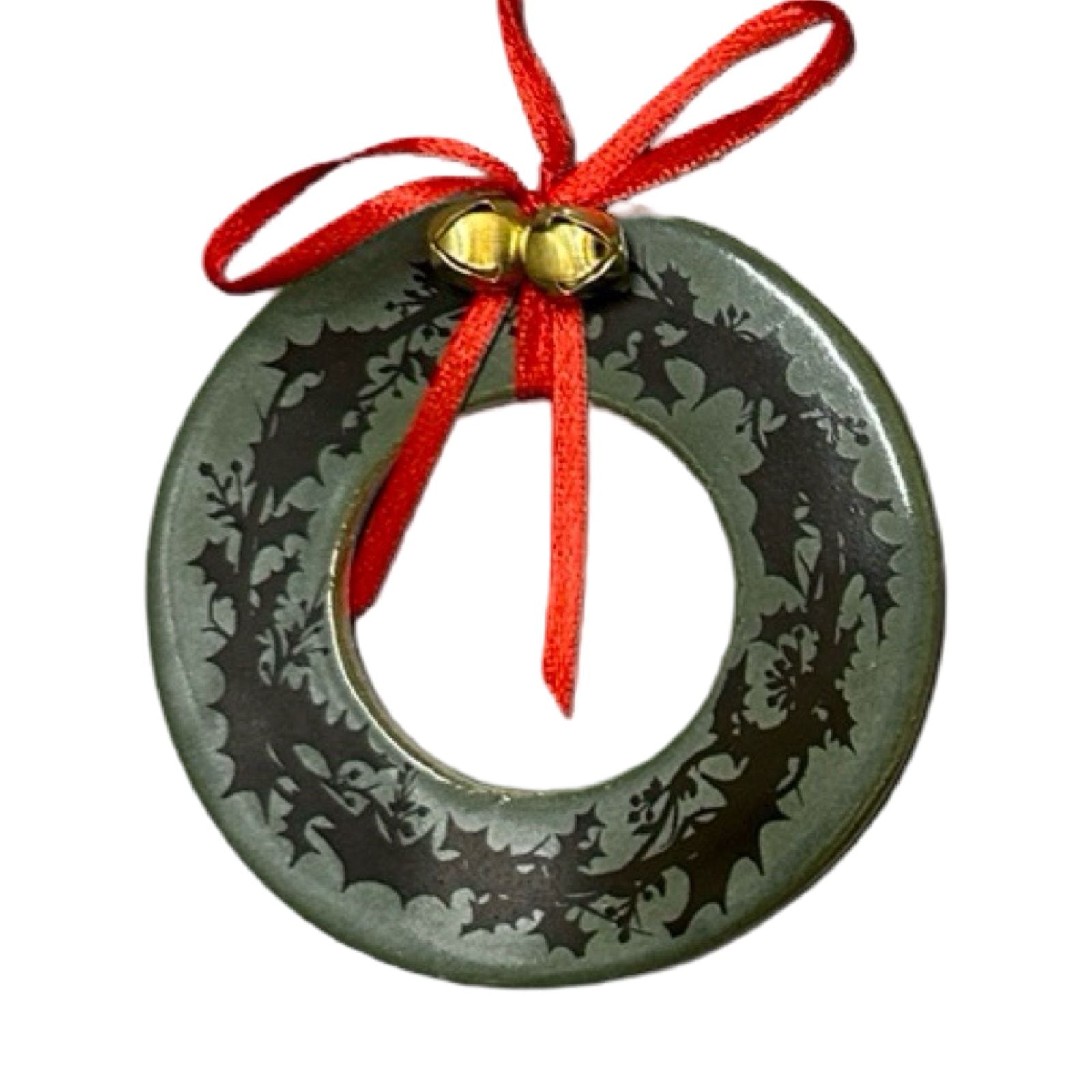 Holly Wreath Ceramic Christmas Decoration