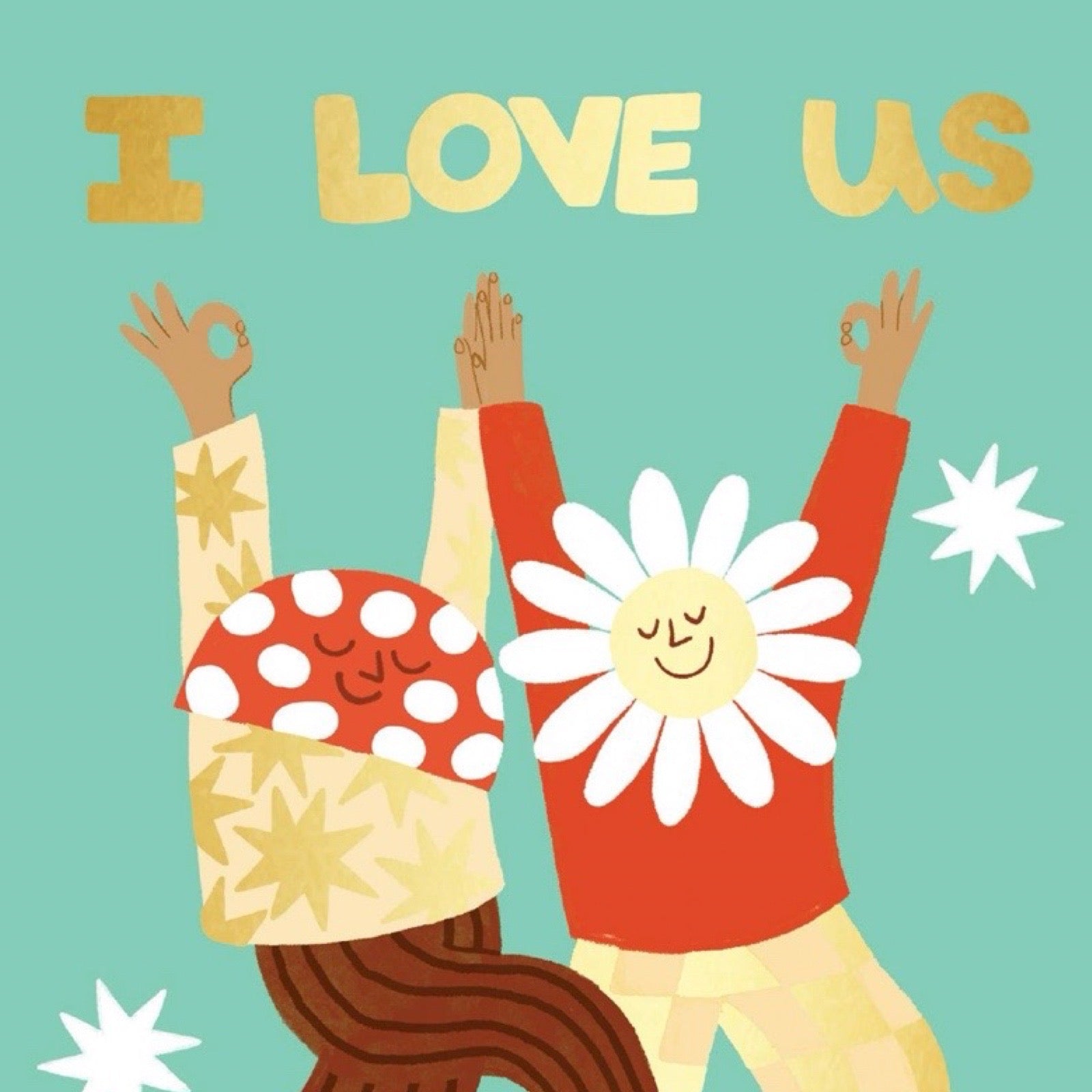 Card featuring two people dancing and the text 'I Love Us' written above.