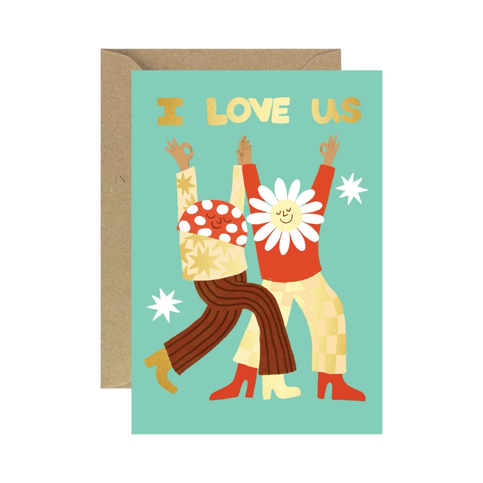 Card featuring two people dancing and the text 'I Love Us' written above. 