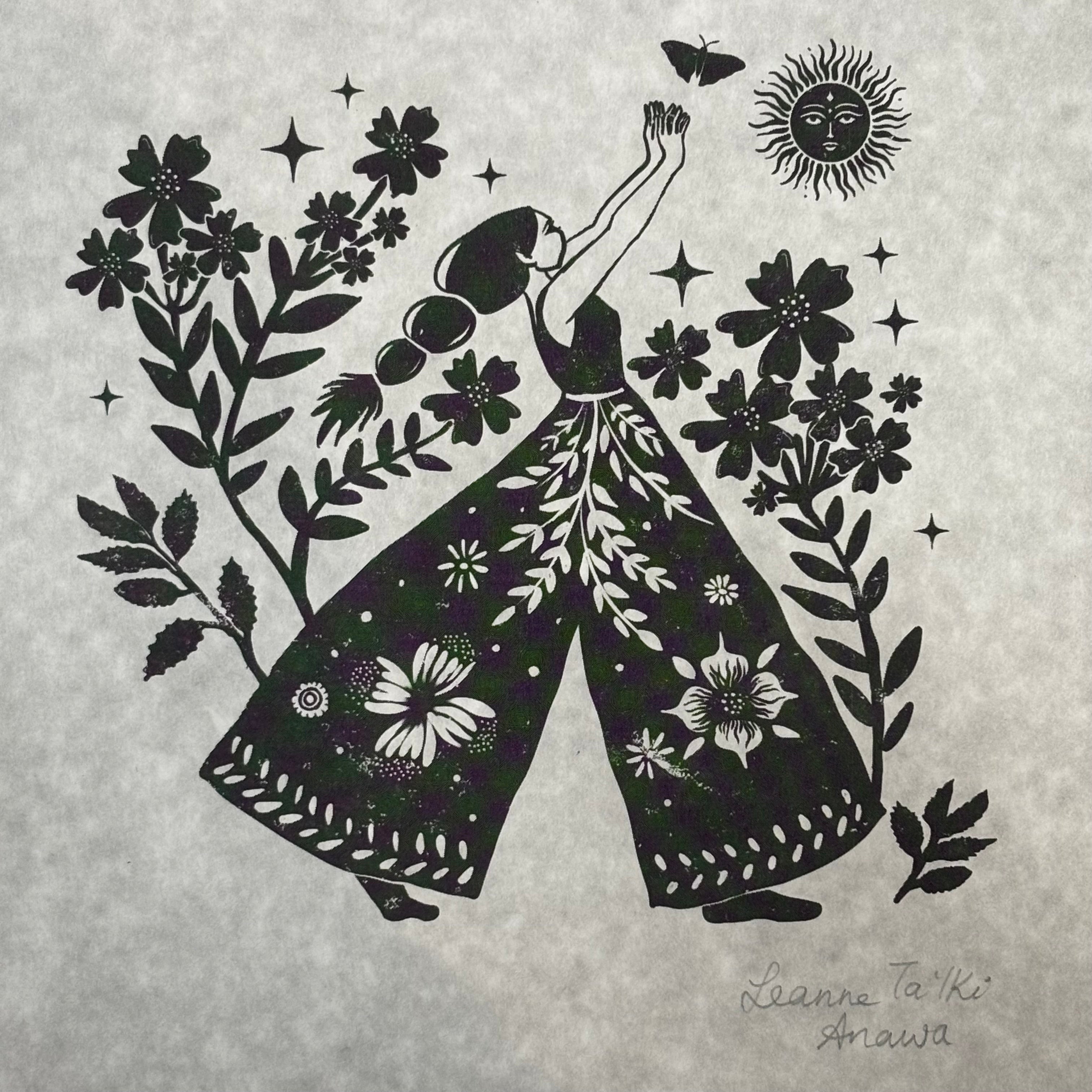 Hippie Girl Folk Print