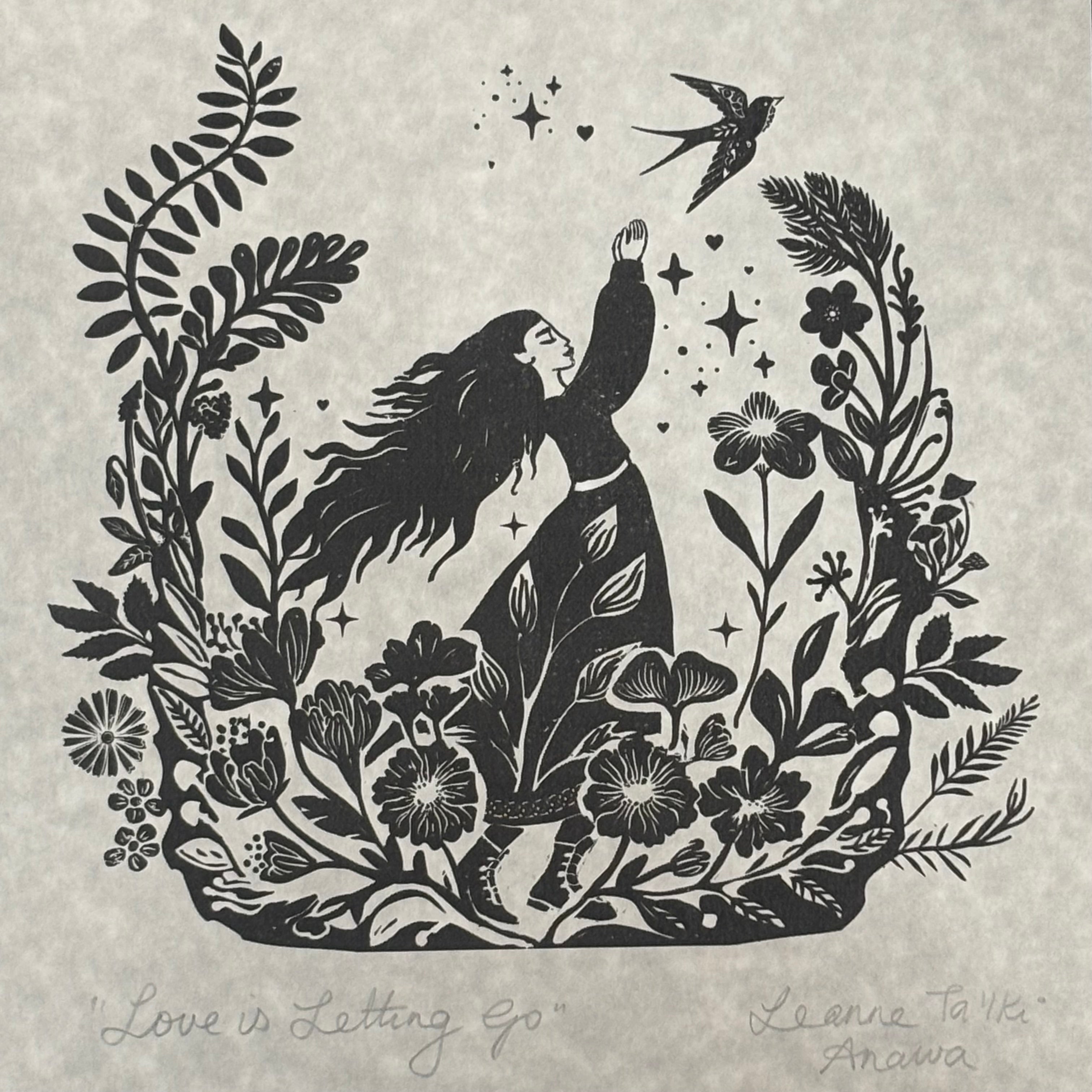 Whimsical Girl Folk Print