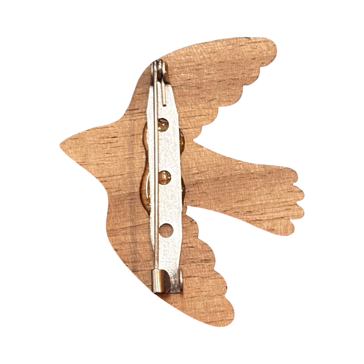 Floral Folk Bird Wooden Brooch
