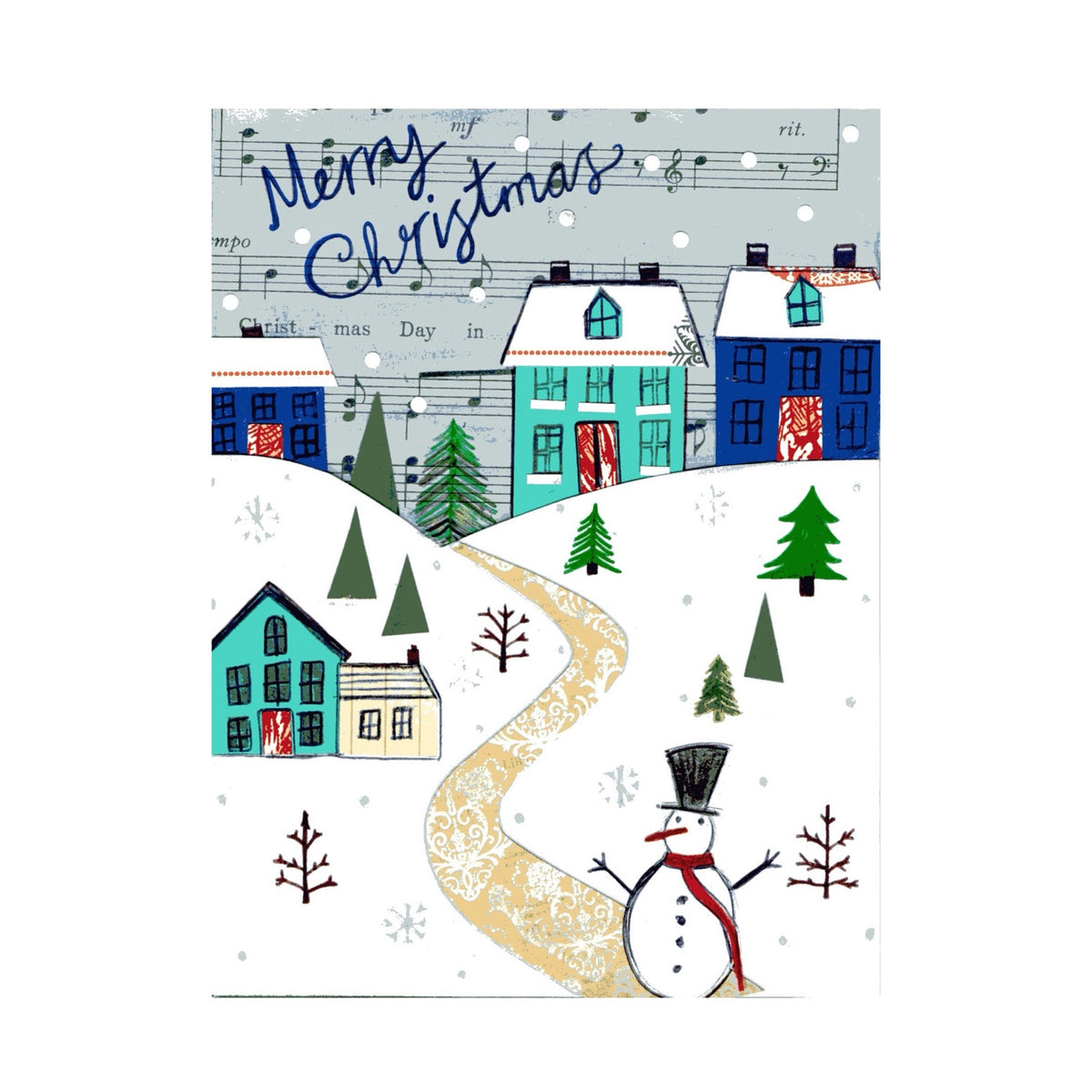 Snowman Village Christmas Card