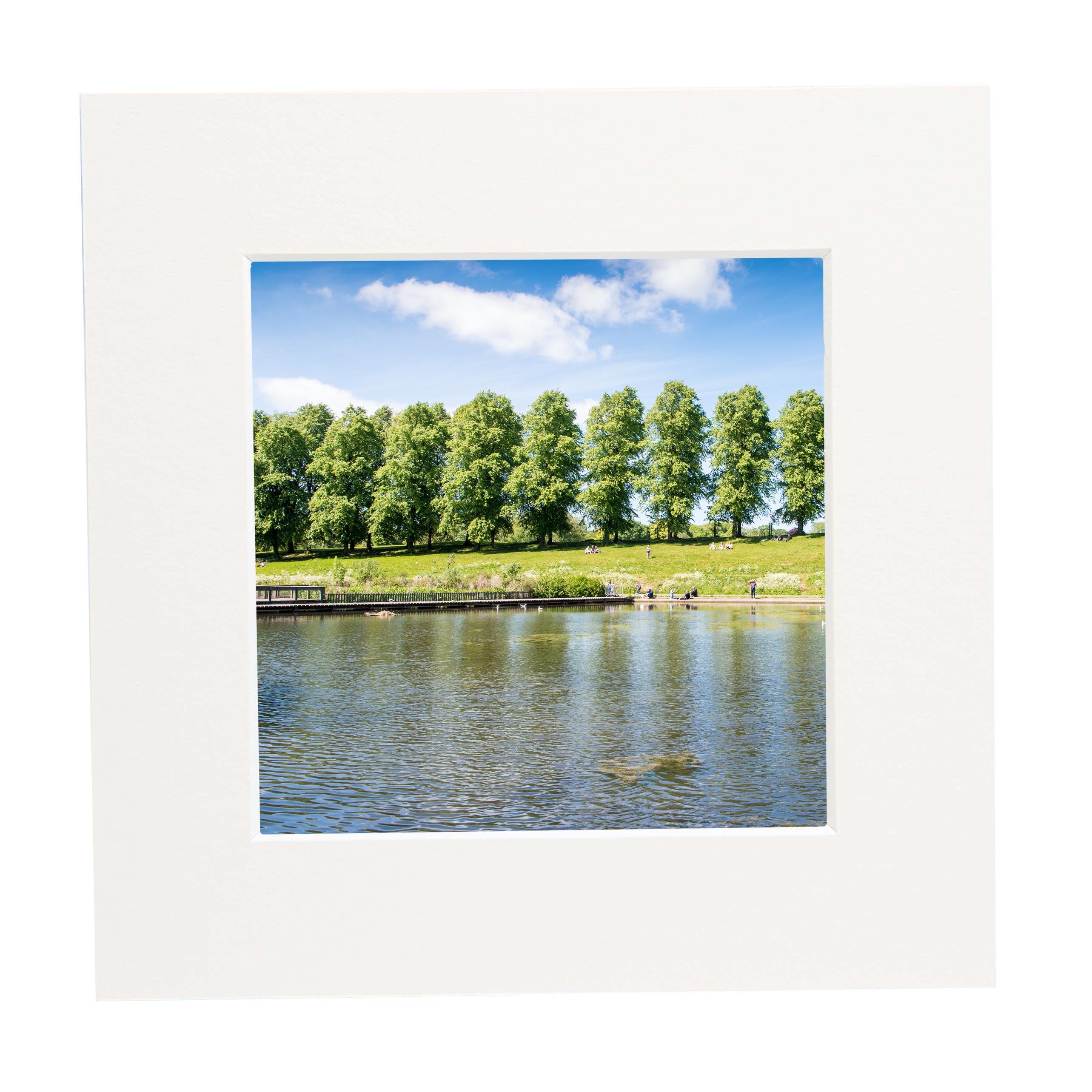 A square mounted print of Inverleith Park, Edinburgh. 