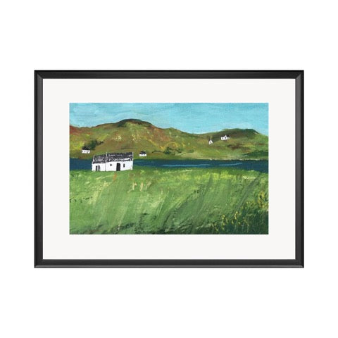 High-quality giclée print of an Isle of Sky croft near Dunvegan taken from an original painting, printed onto 300gsm paper.