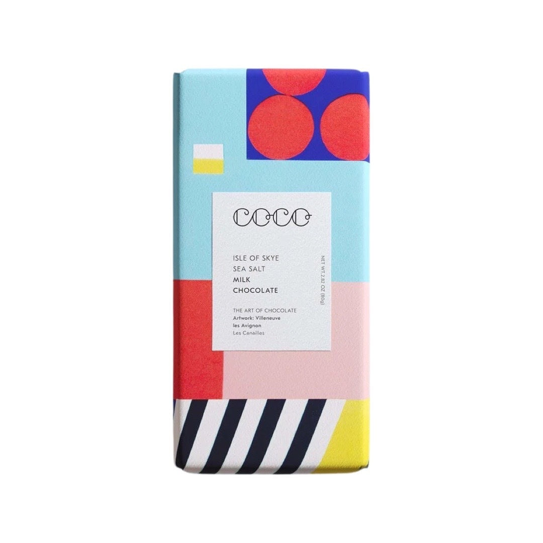 An 80g bar of Isle of Skye sea salt milk chocolate.