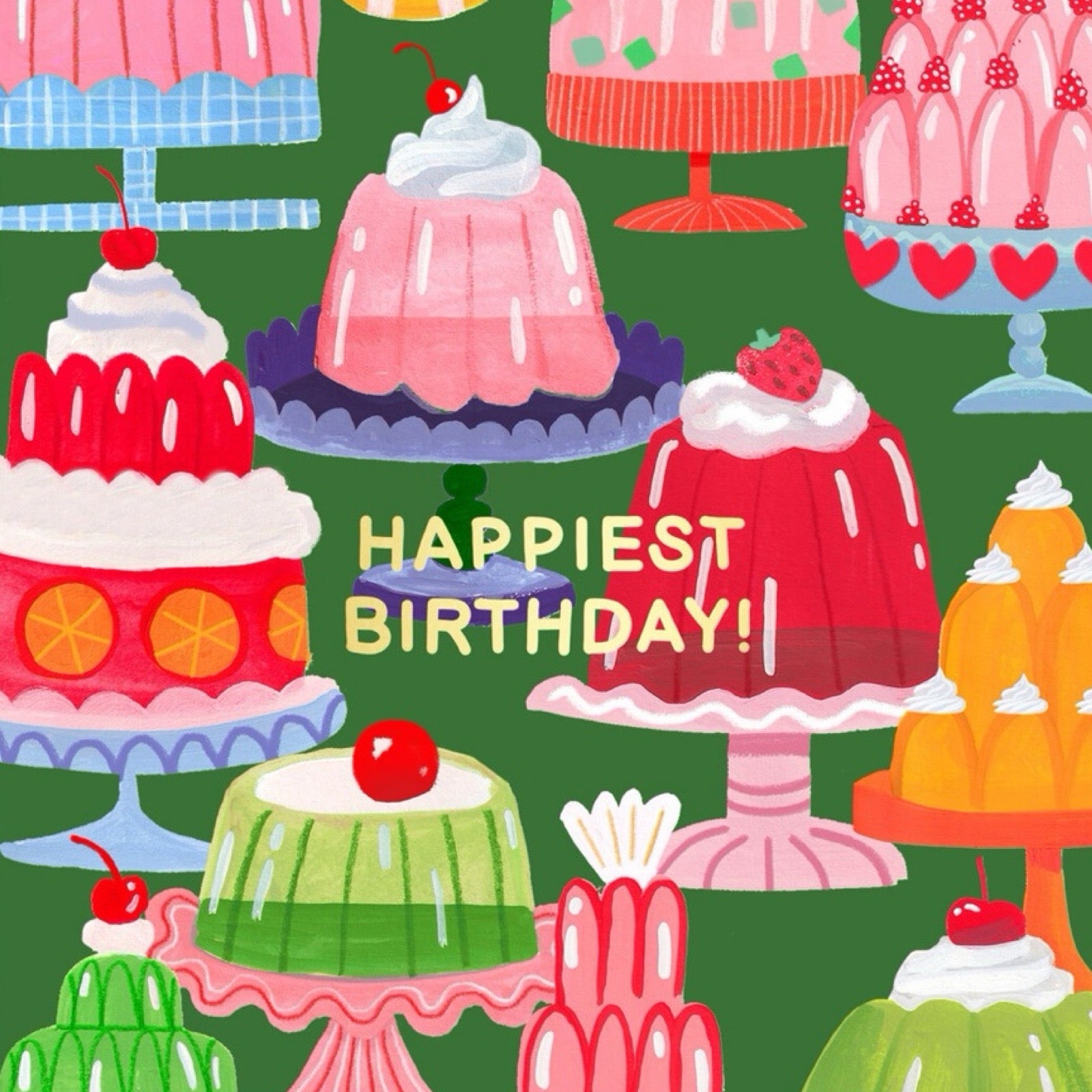 Jelly birthday card close up.