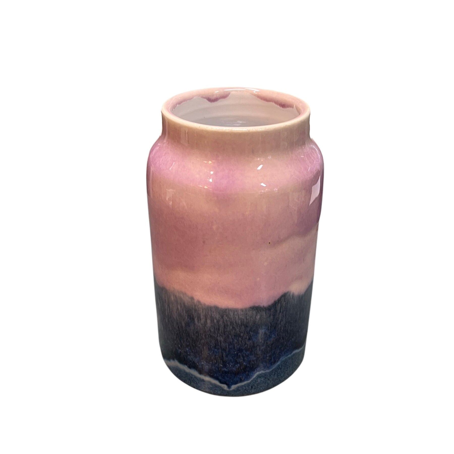 Colourful landscape vases are the perfect size for your favourite bunch of flowers. Each handmade vase is a piece of art inspired by the Scottish landscape. They are handmade on a potter's wheel so no two will be identical. These vases are available in blue or pink.