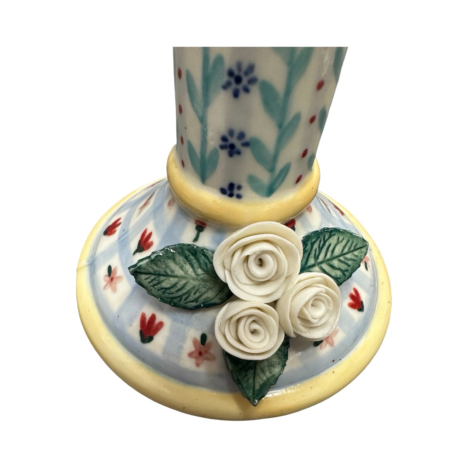 Leaves and Roses Porcelain Candlestick