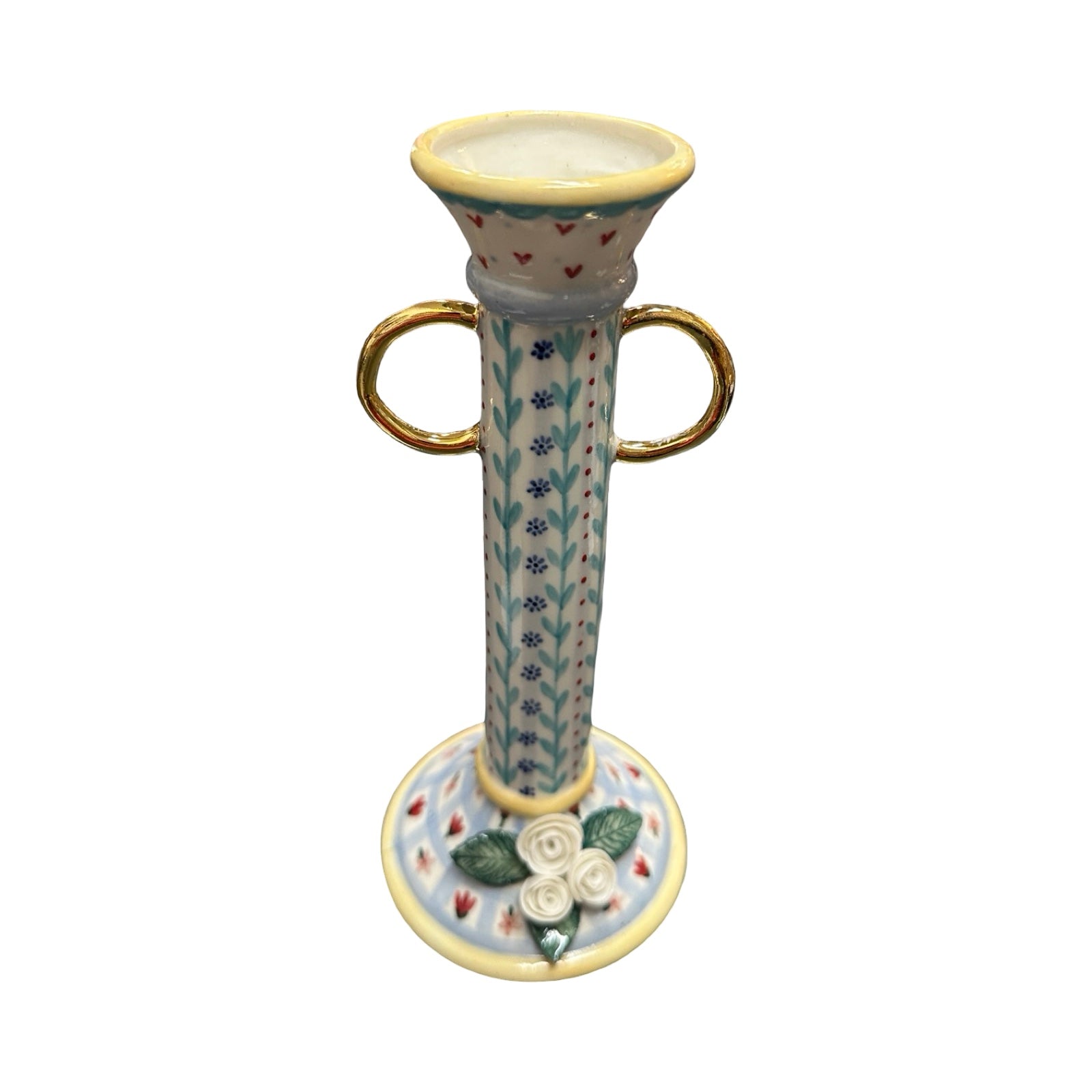 Leaves and Roses Porcelain Candlestick